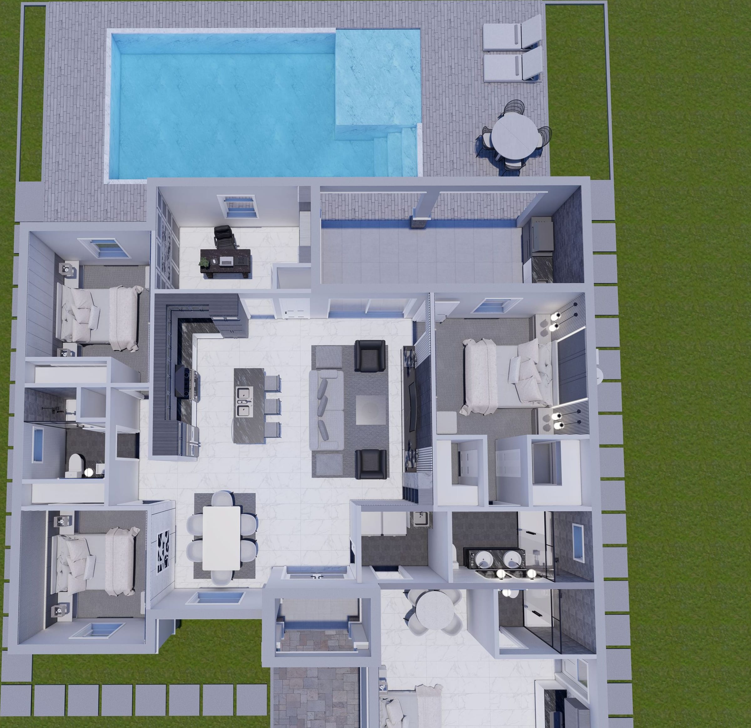 Cres M1 Op. No Garage 3D floor plan, top-down