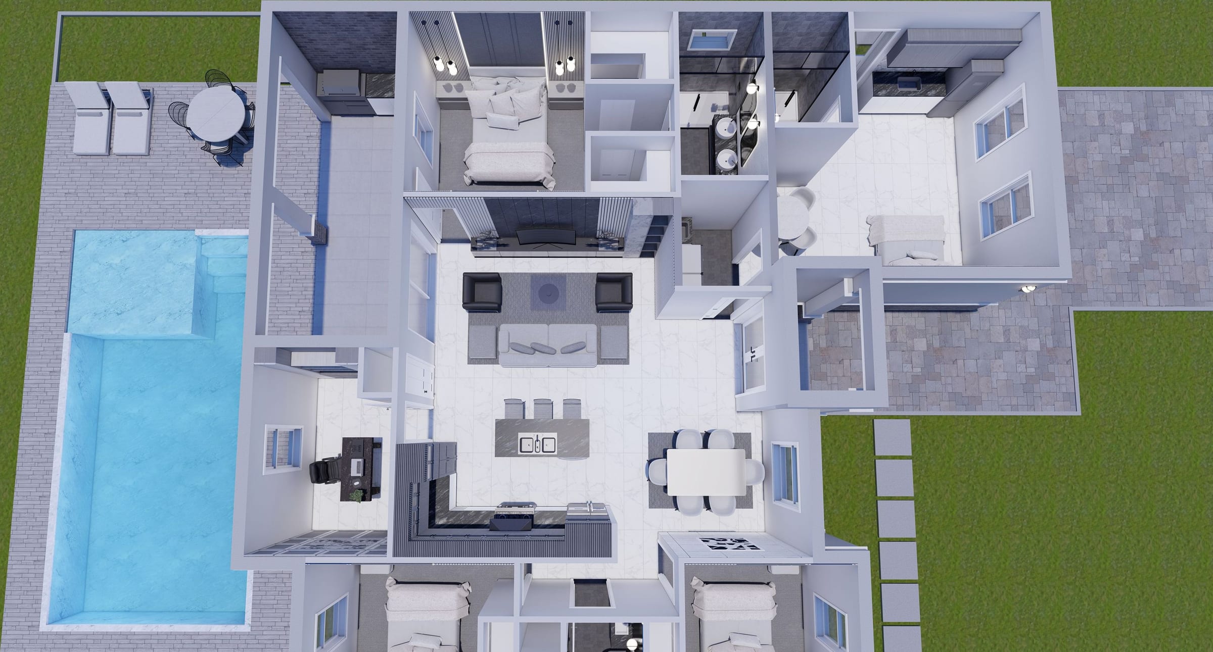 Cres M1 Op. No Garage 3D floor plan, side view