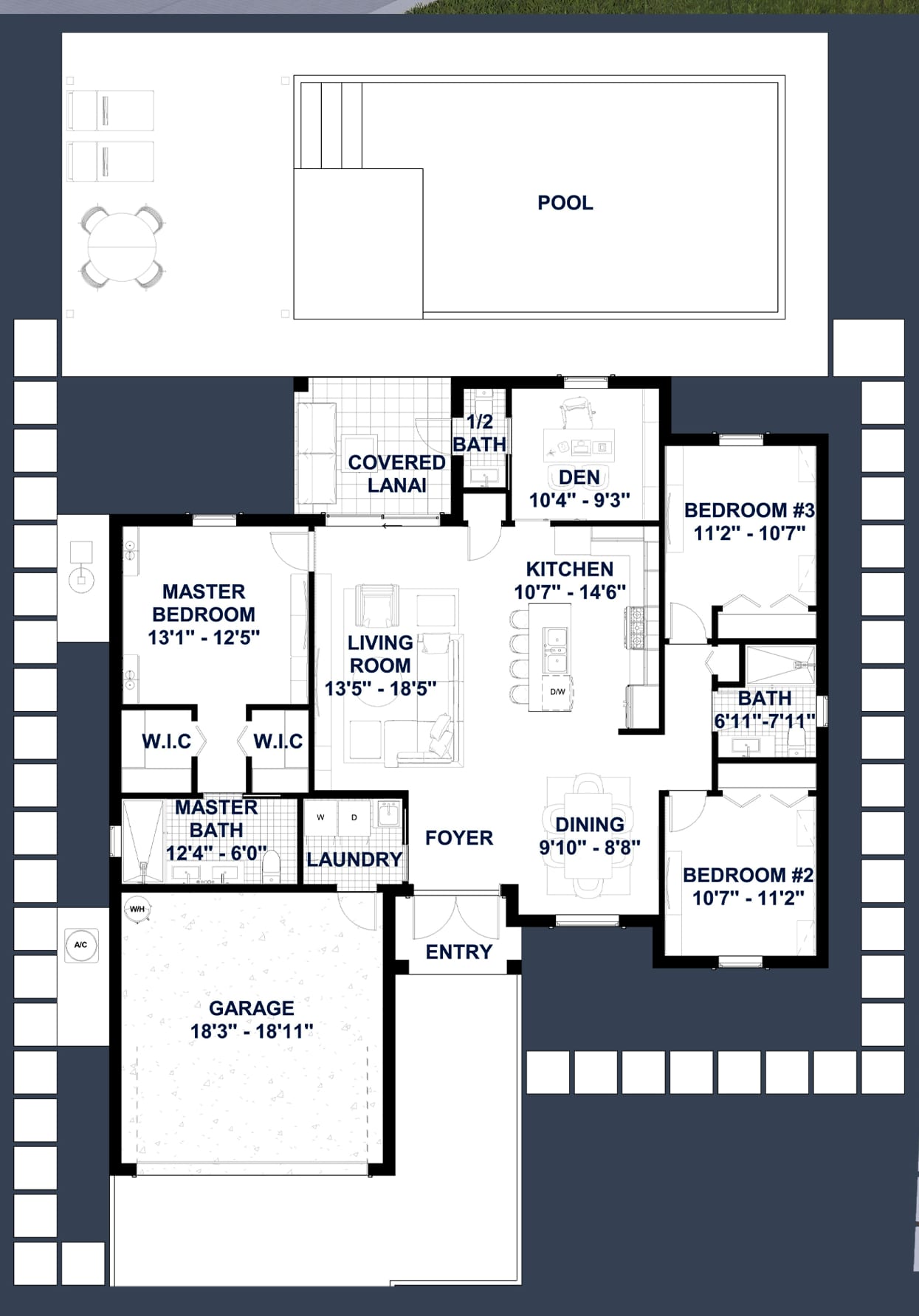 Cres M3 2D floor plan with dimensions