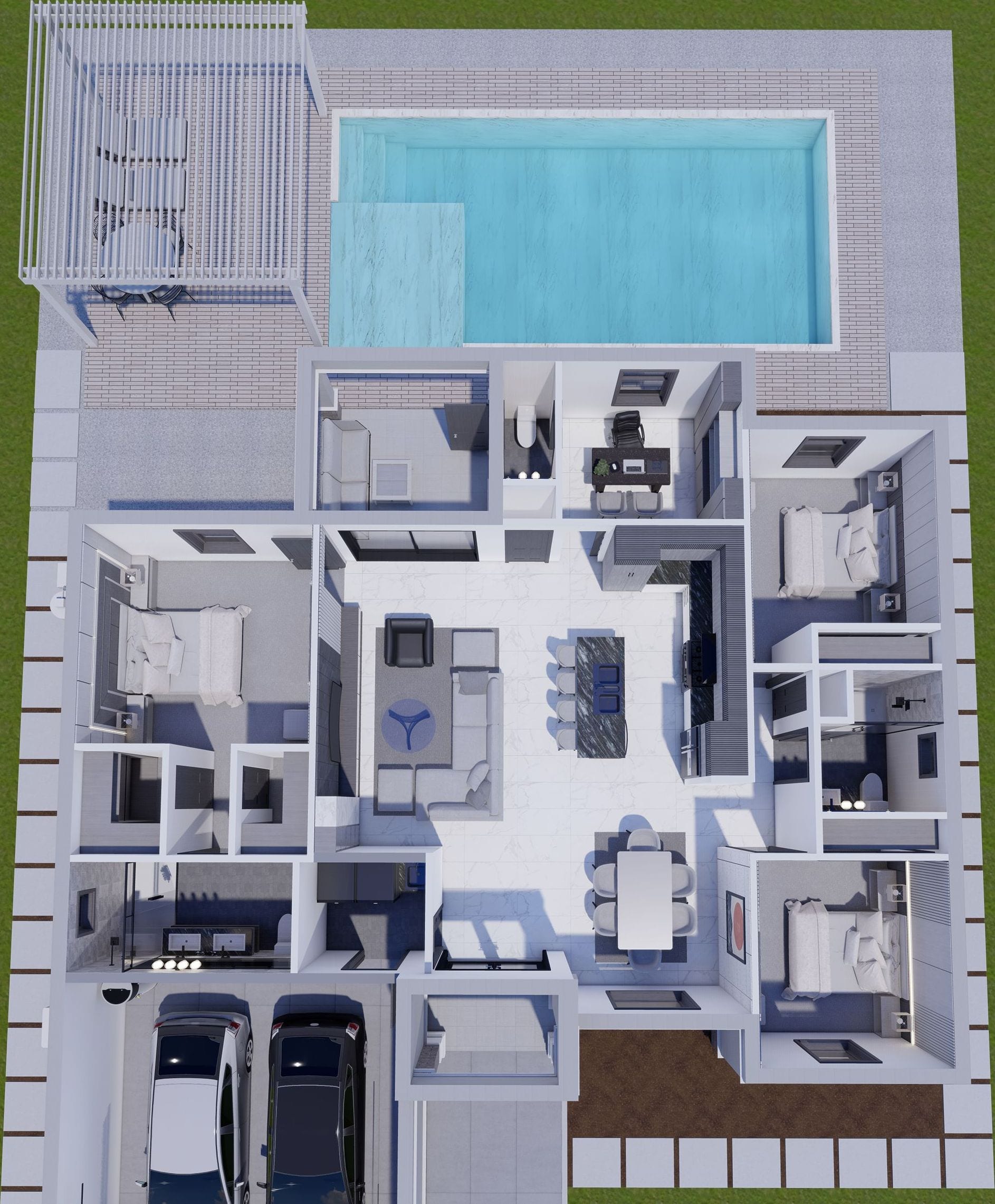 Cres M3 3D floor plan, top-down