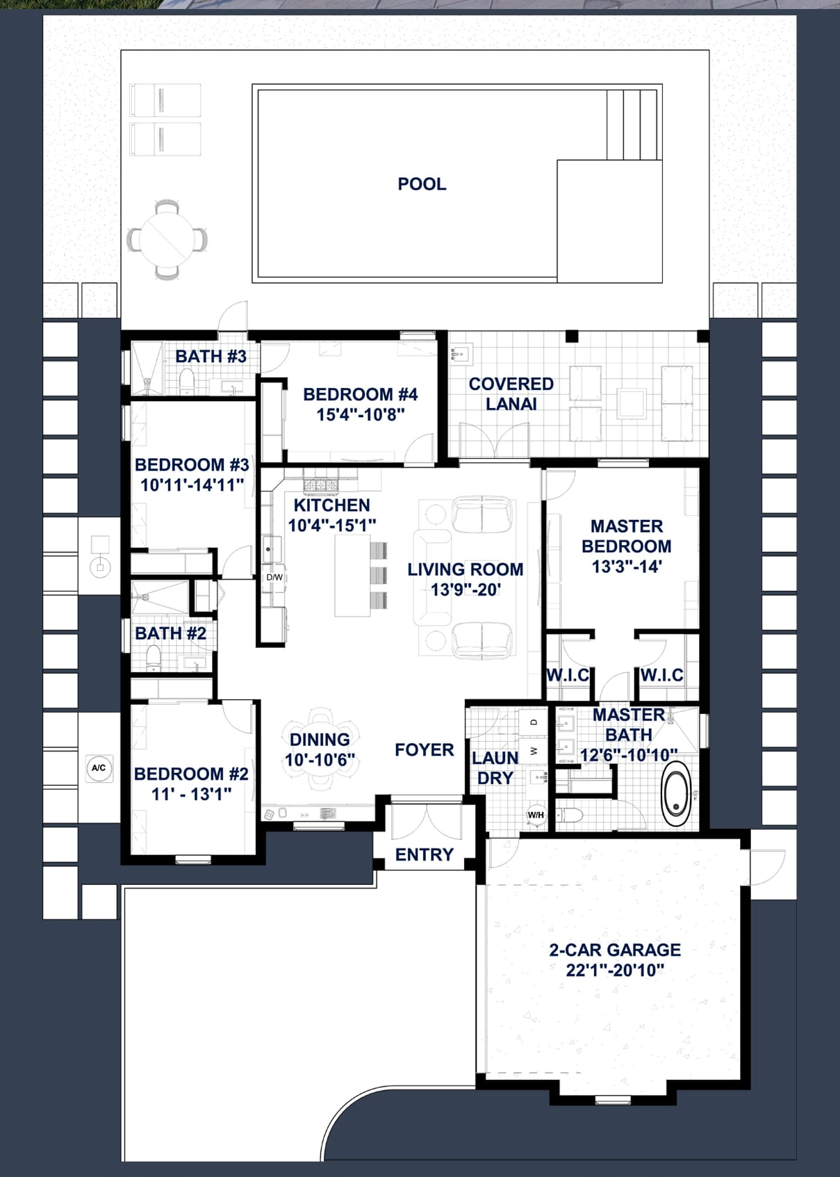 Cres M8 Side Garage 2D floor plan with dimensions