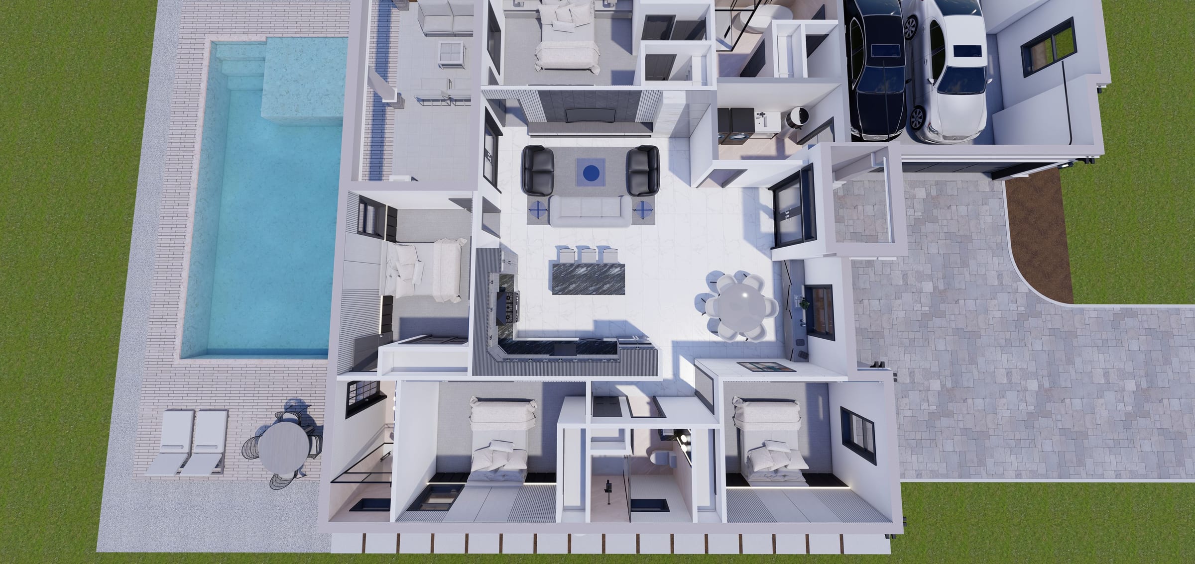 Cres M8 Side Garage 3D floor plan, side view
