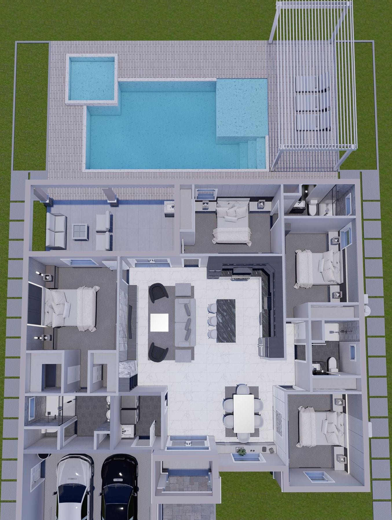 Cres M8 3D floor plan, top-down