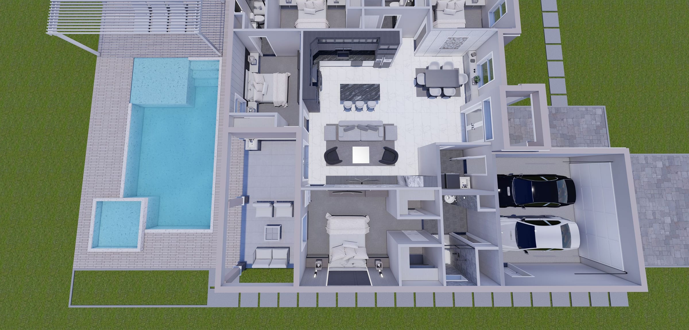 Cres M8 3D floor plan, side view