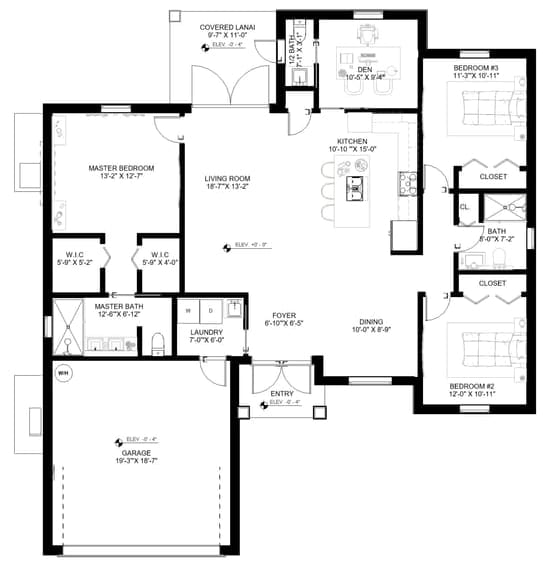 Cres 2D floor plan with dimensions