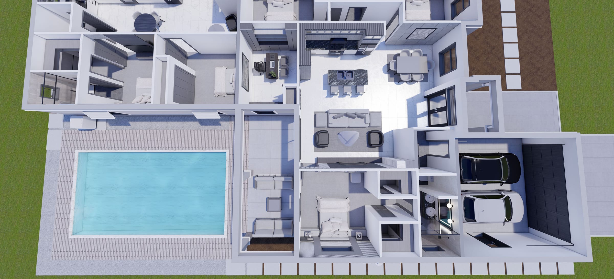 Creusa 3D floor plan, side view