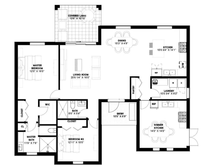 Dactyls 1 2D floor plan with dimensions