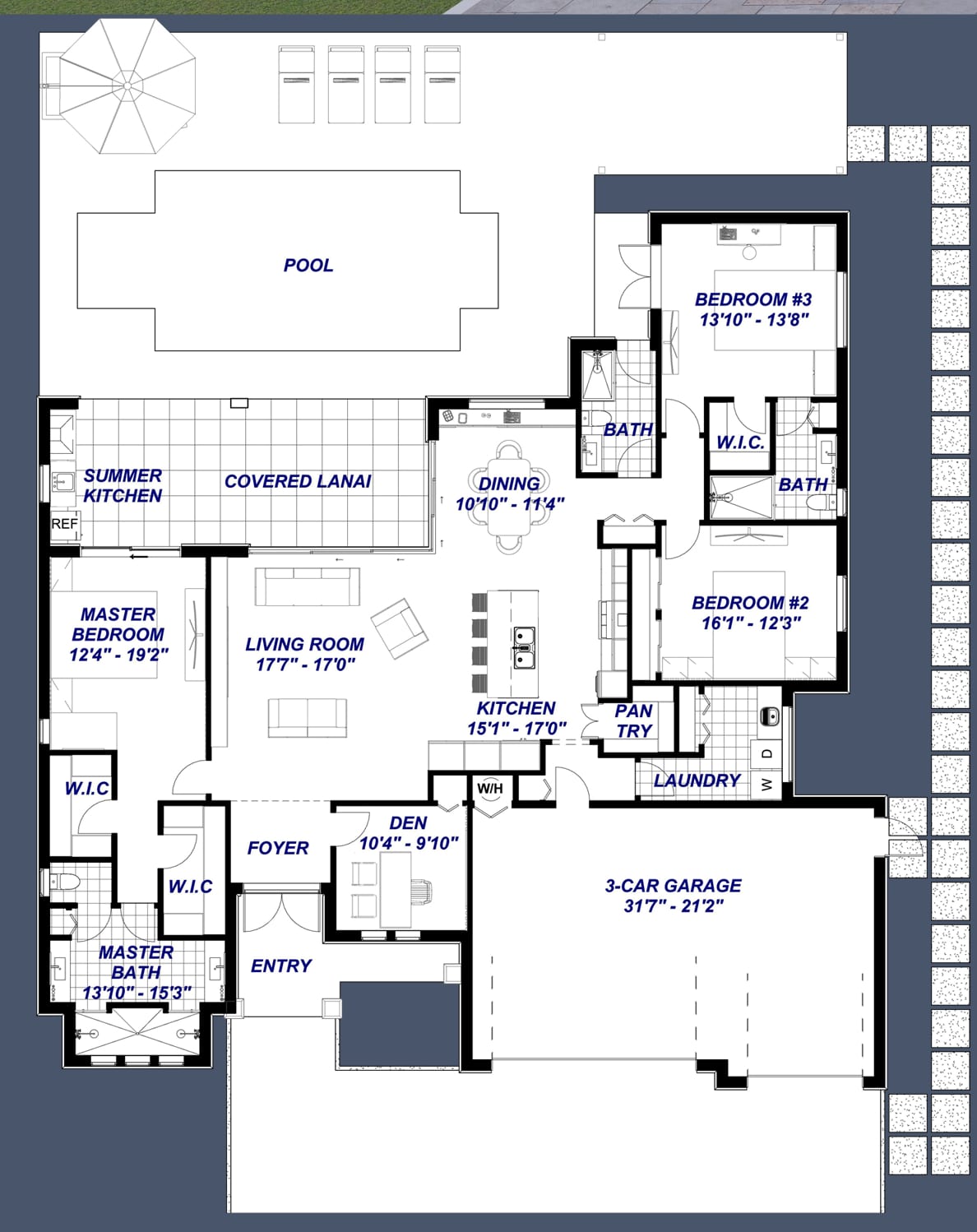 Danae 2D floor plan with dimensions
