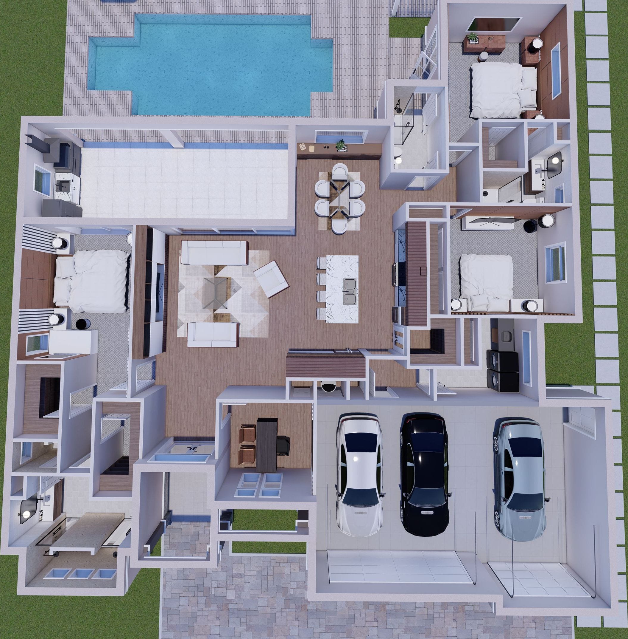 Danae 3D floor plan, top-down