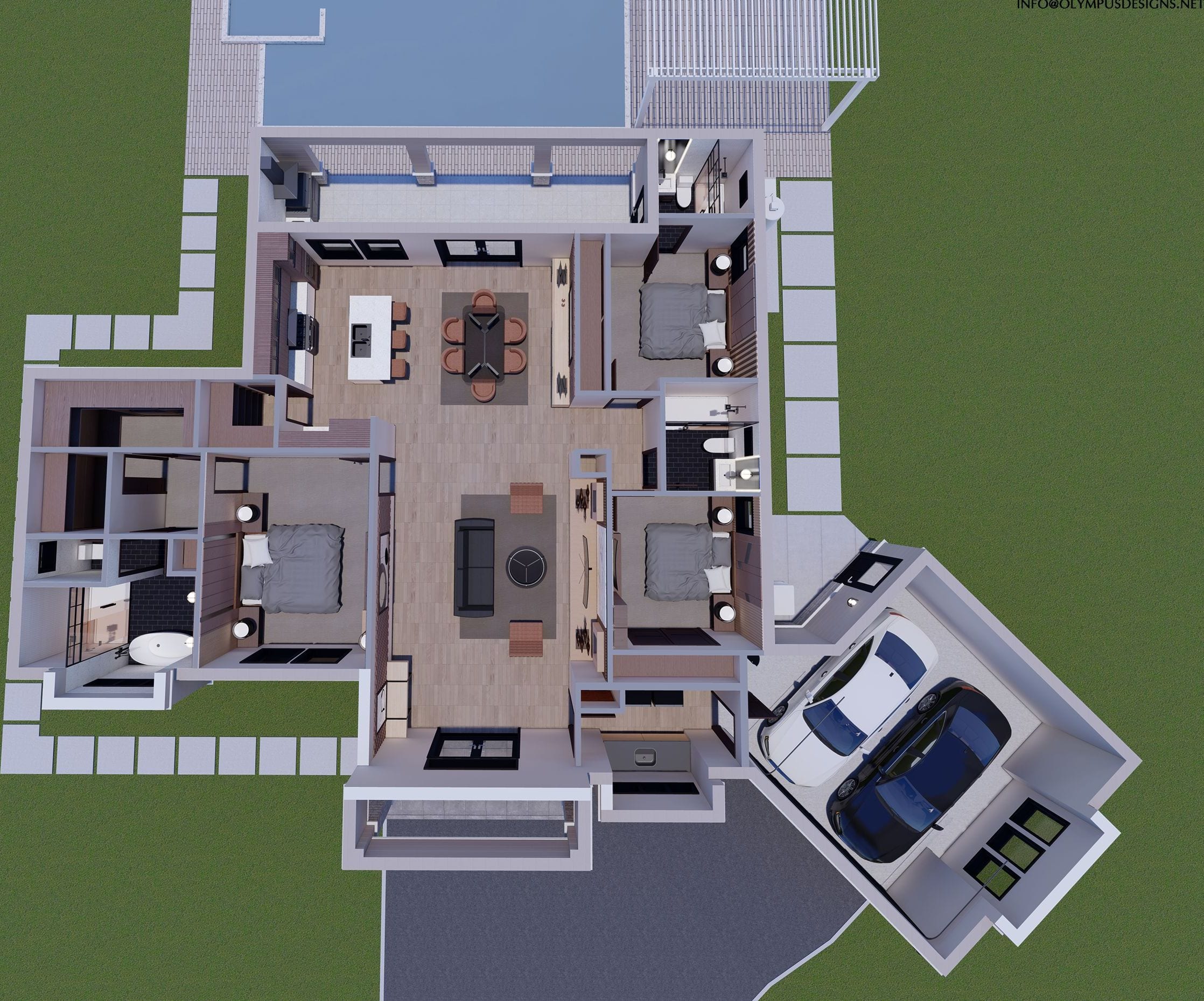 Danaides M1 3D floor plan, top-down