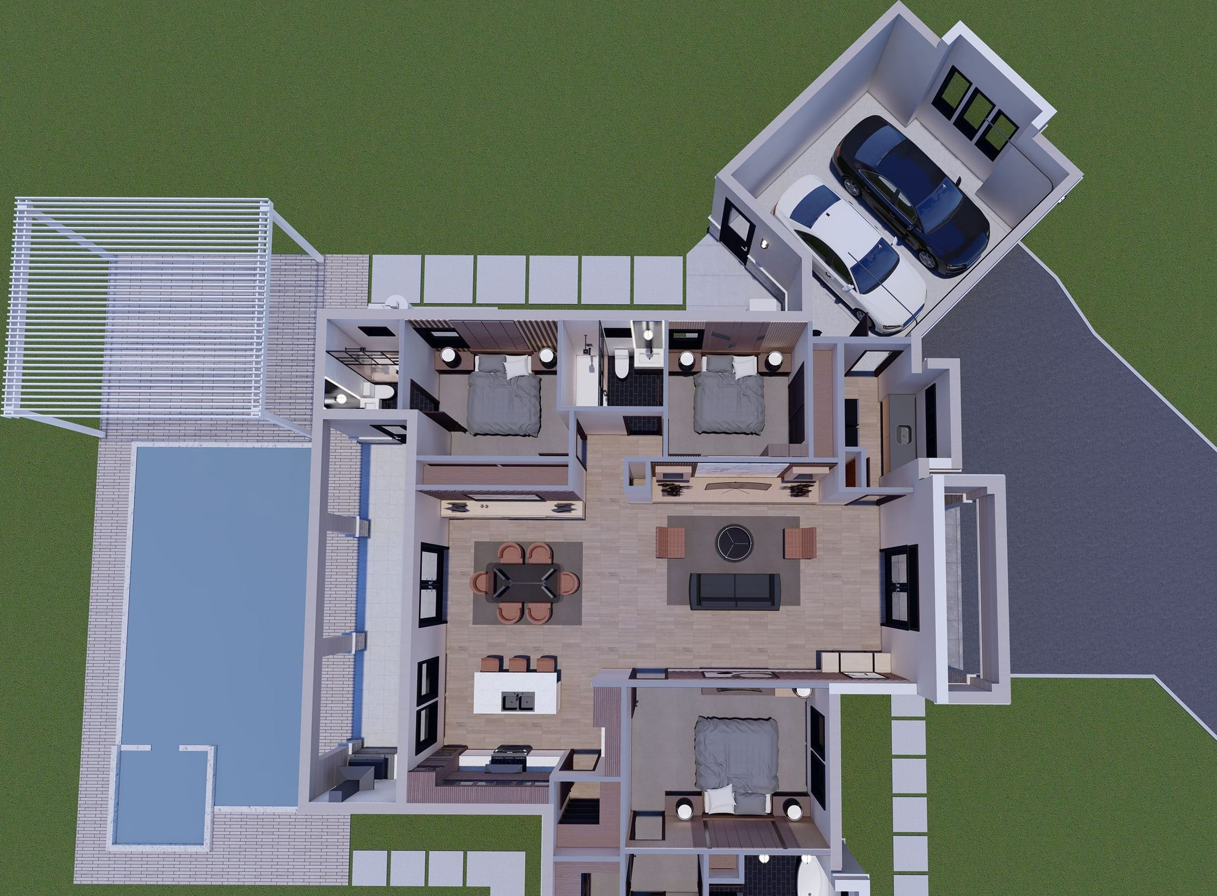 Danaides M1 3D floor plan, side view