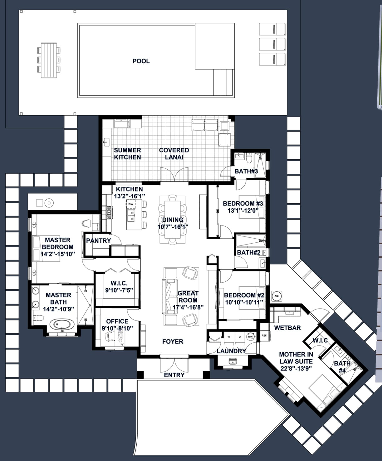 Danaides M2 2D floor plan with dimensions
