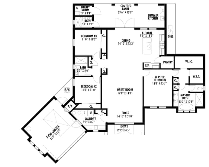 Danaides 2D floor plan with dimensions