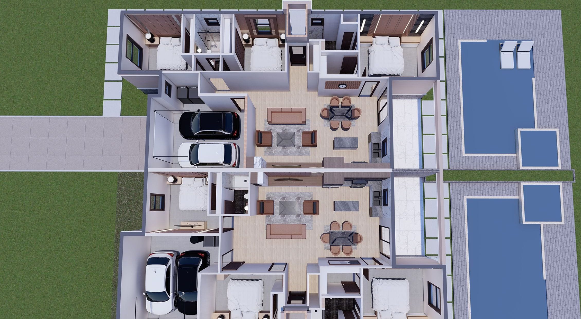 Dardanus M1 Corner 3D floor plan, side view