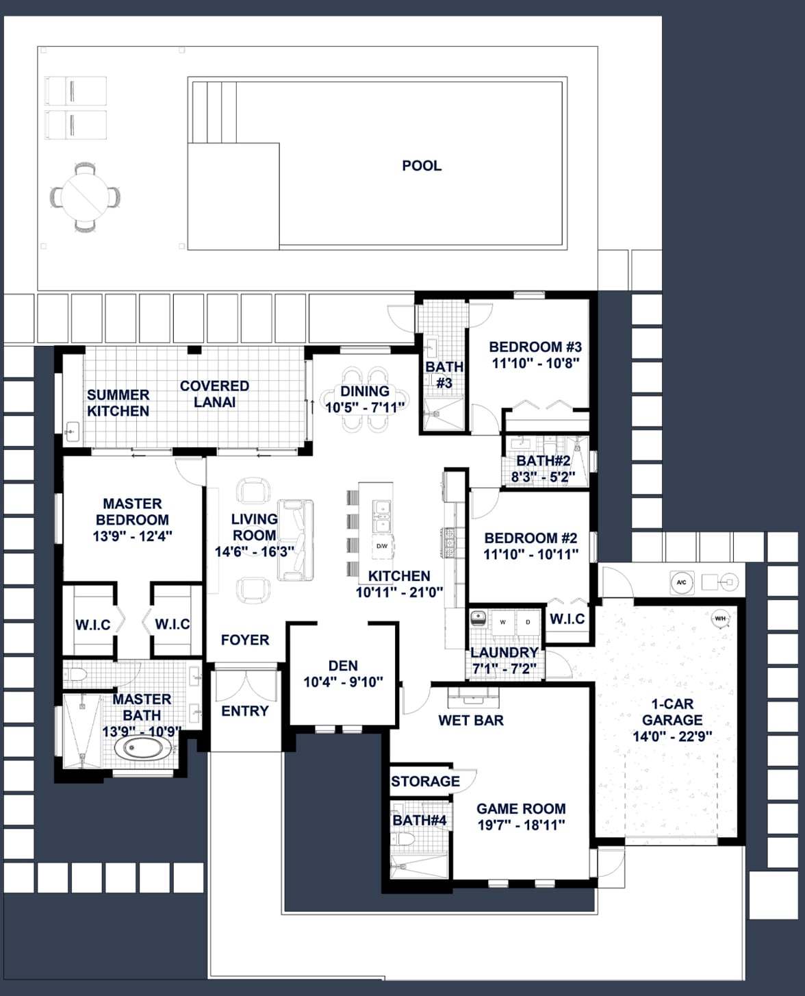 Deimos 2D floor plan with dimensions