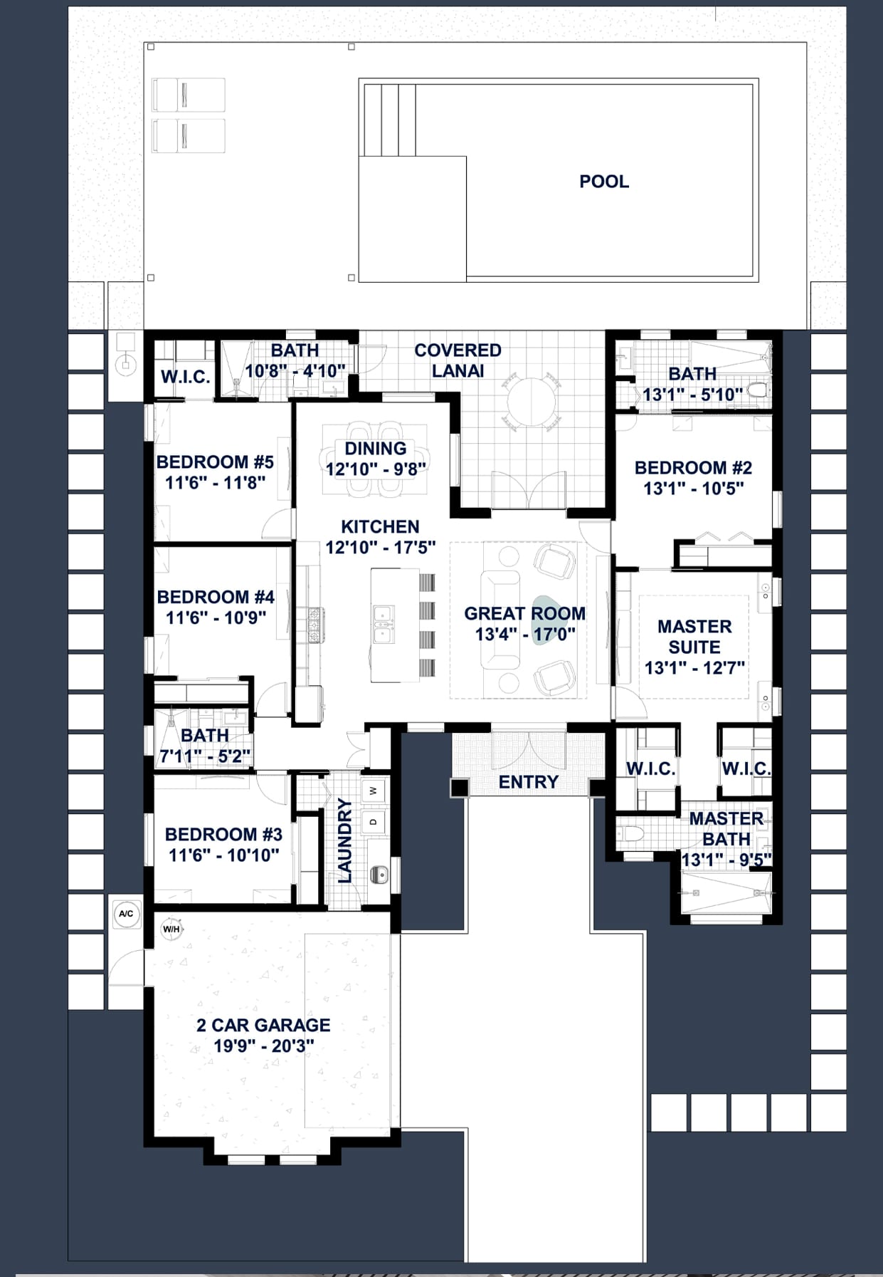 Dryades M1 2D floor plan with dimensions