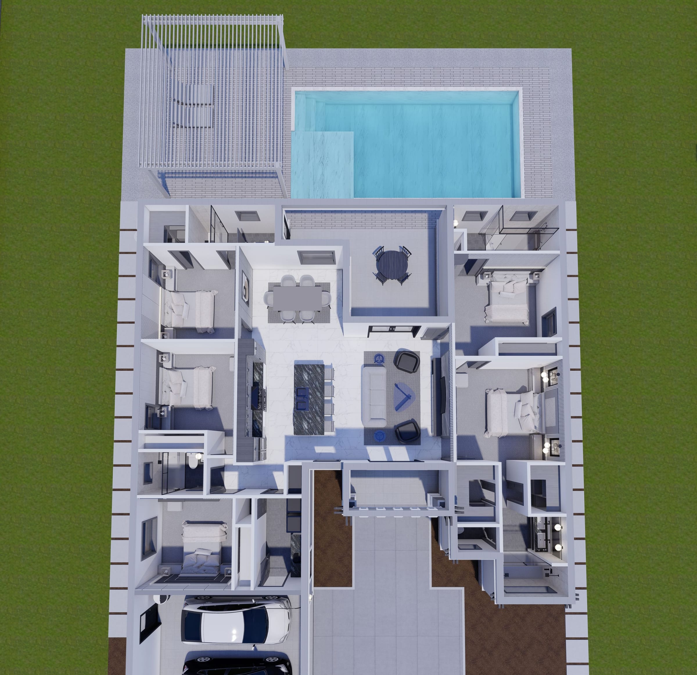 Dryades M1 3D floor plan, top-down