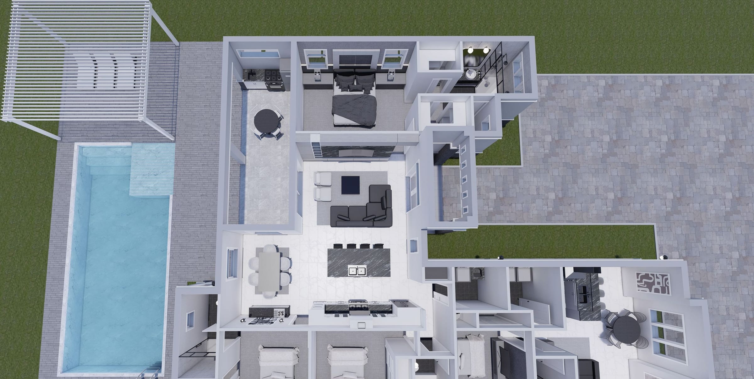 Dryades No Garage 3D floor plan, side view