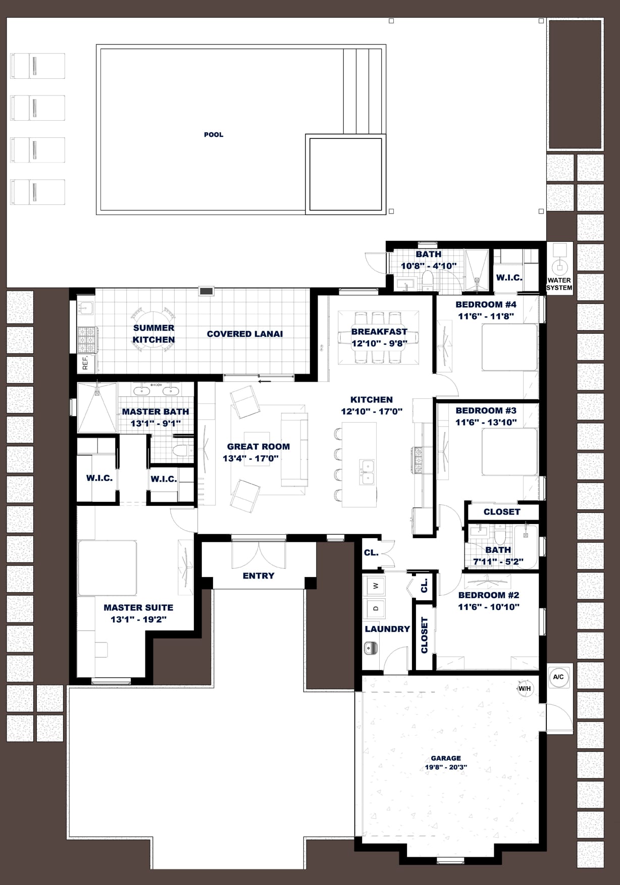 Dryades OP2 2D floor plan with dimensions