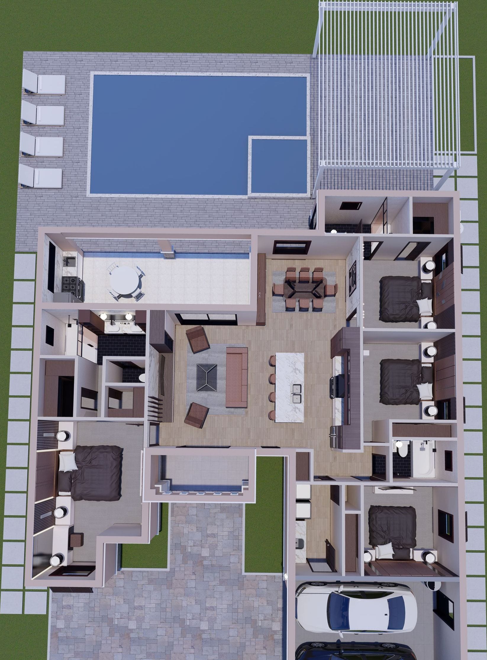 Dryades OP2 3D floor plan, top-down