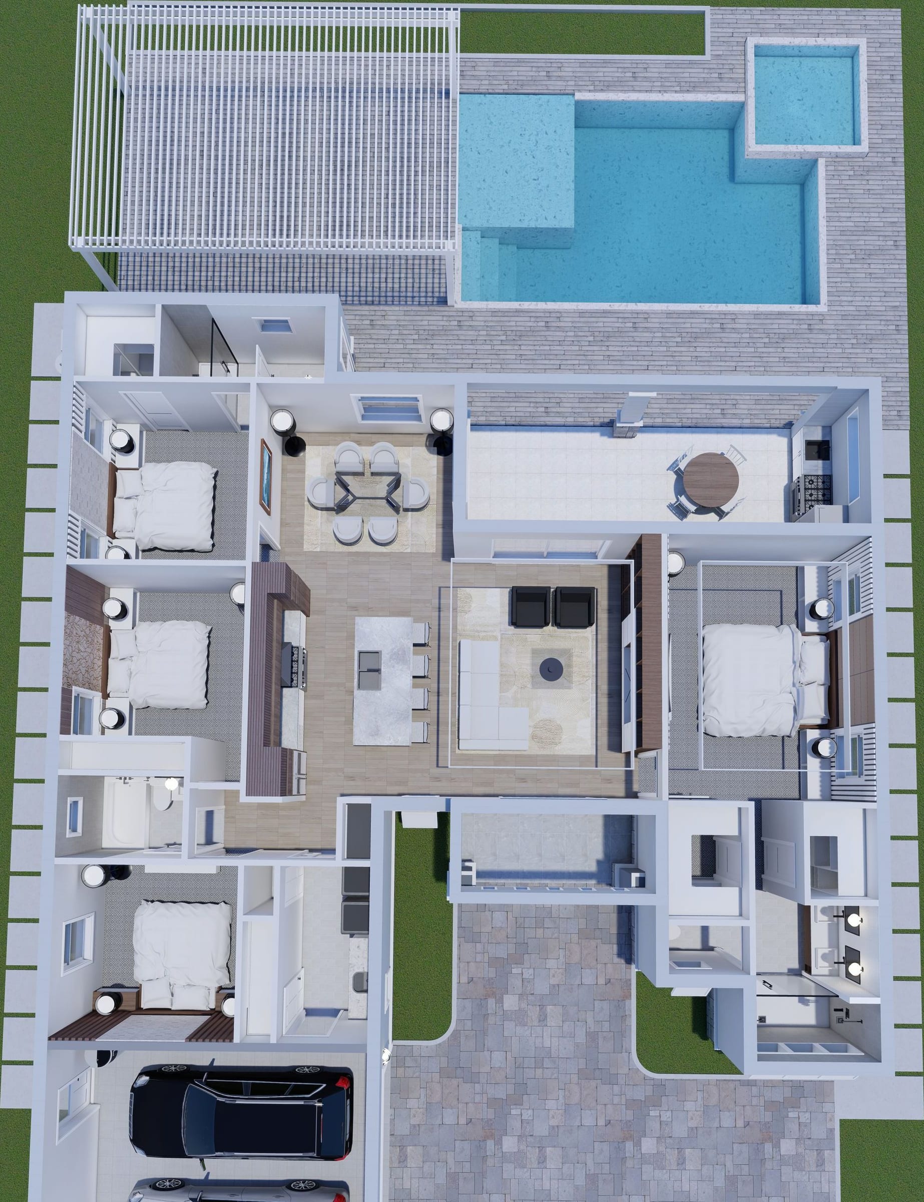 Dryades 3D floor plan, top-down