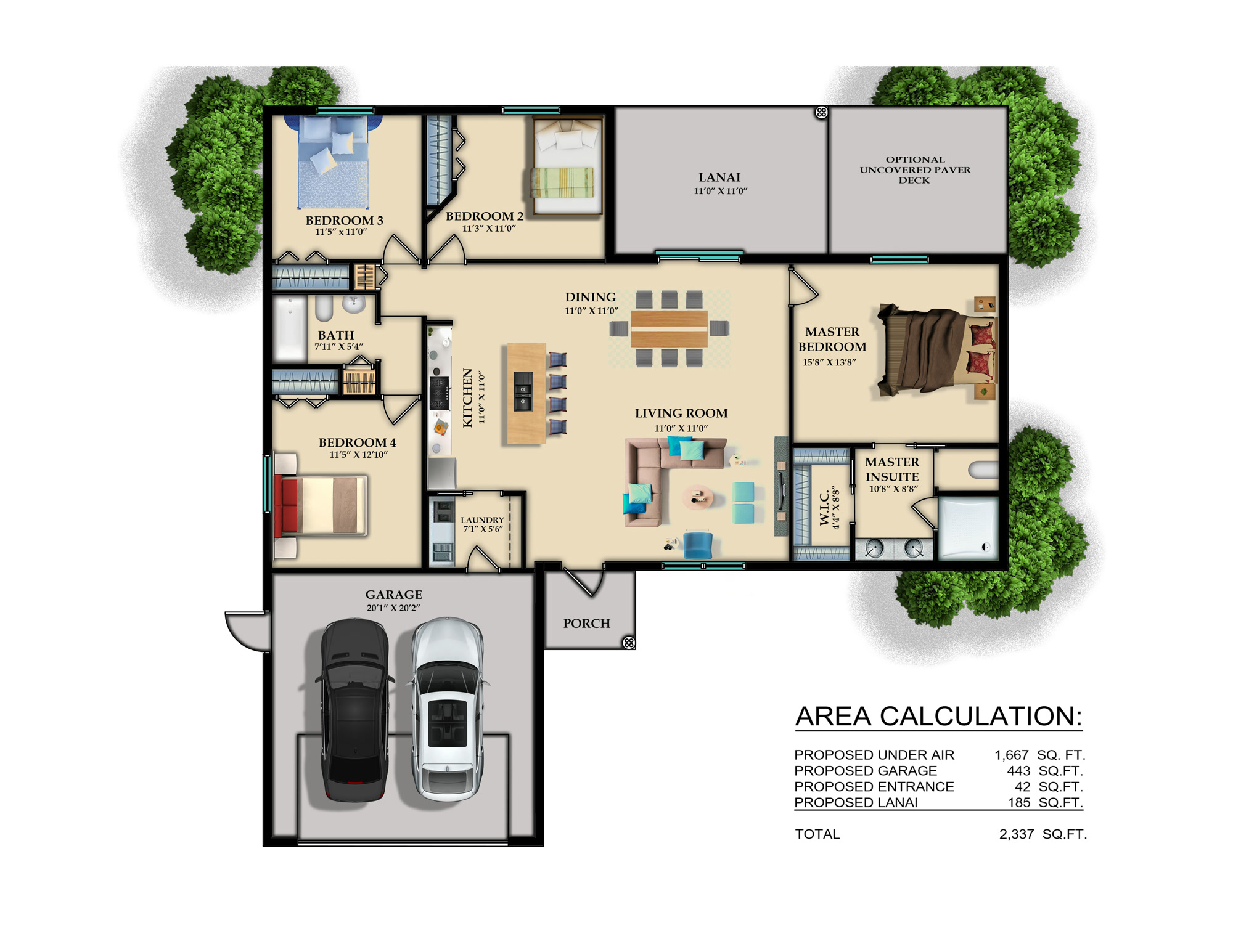 Eagle 2D floor plan with dimensions