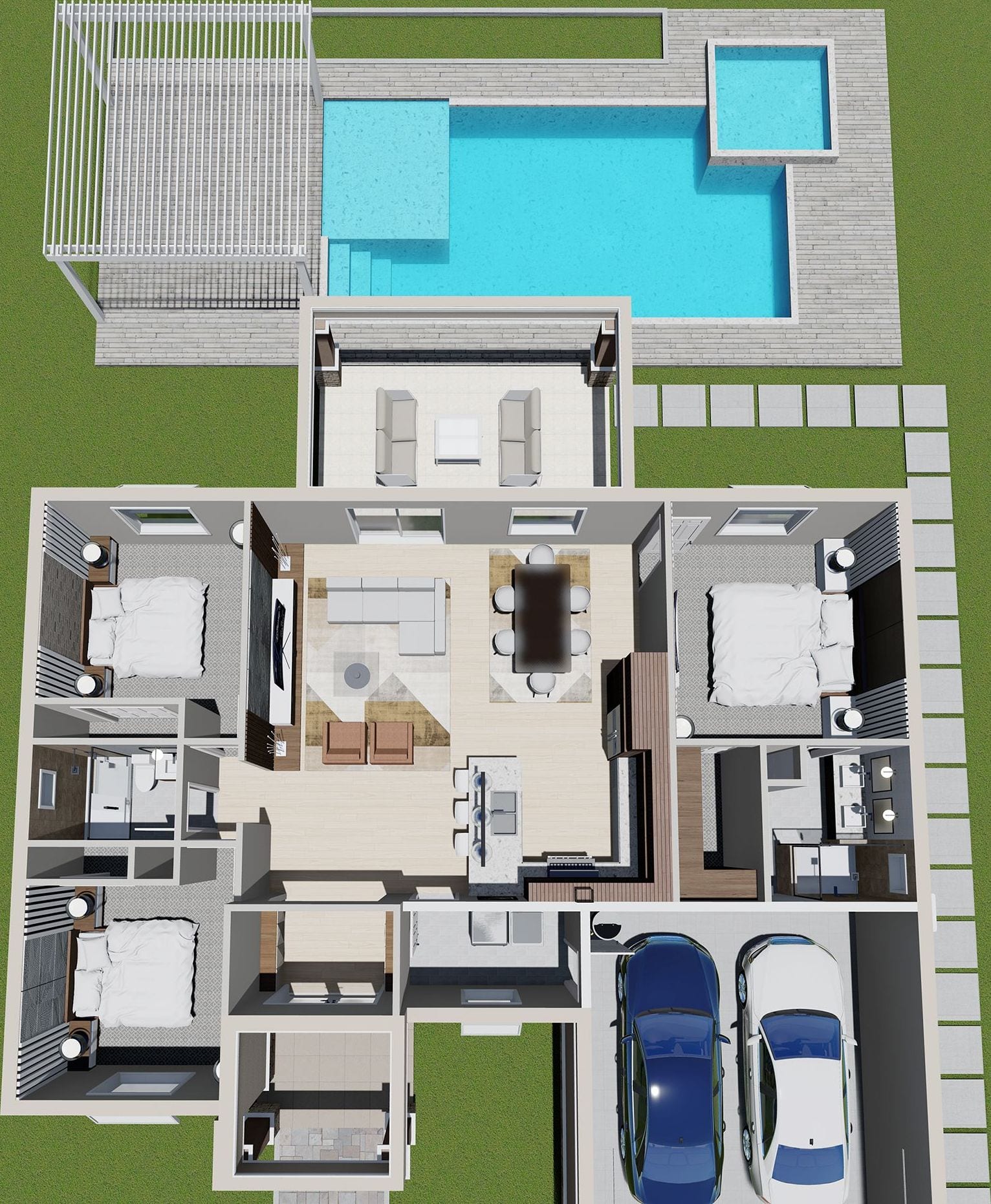 Eiar 3D floor plan, top-down