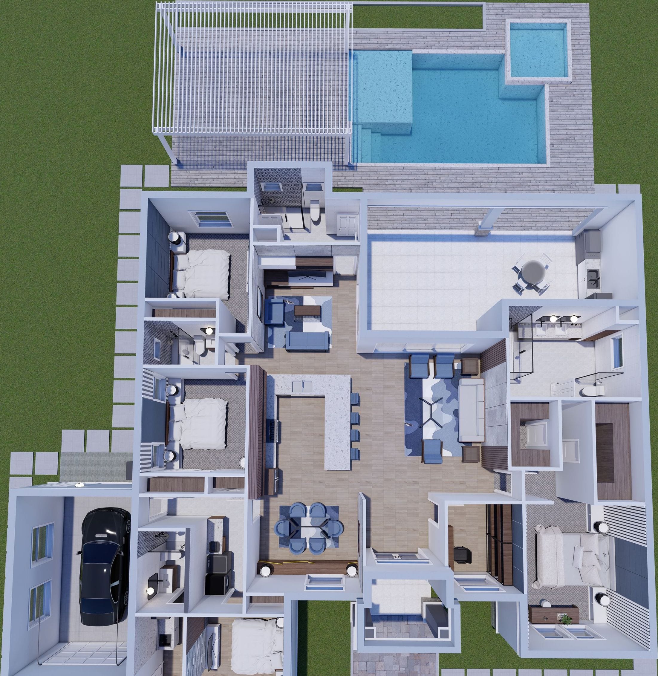 Elete 3D floor plan, top-down