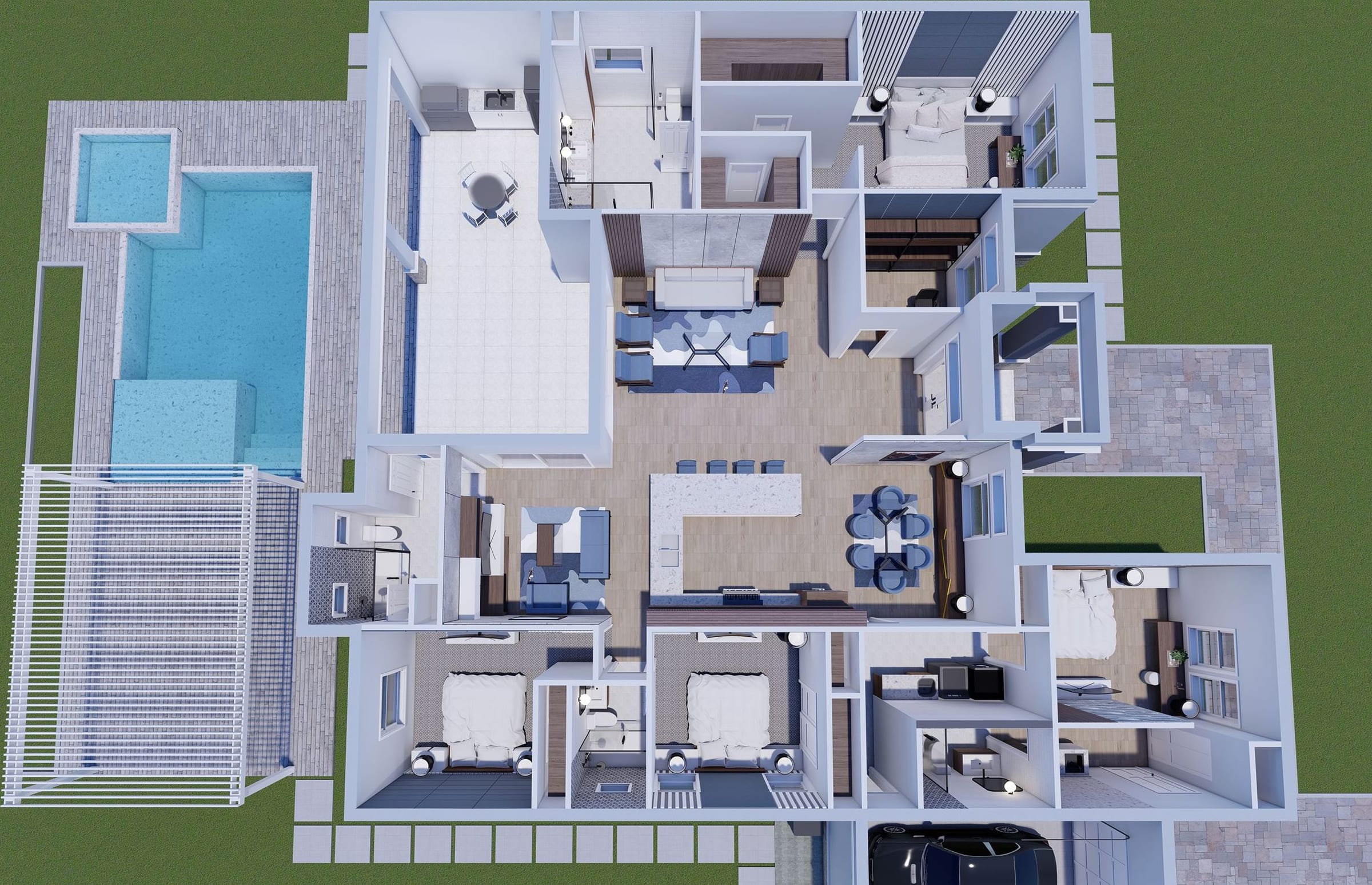 Elete 3D floor plan, side view