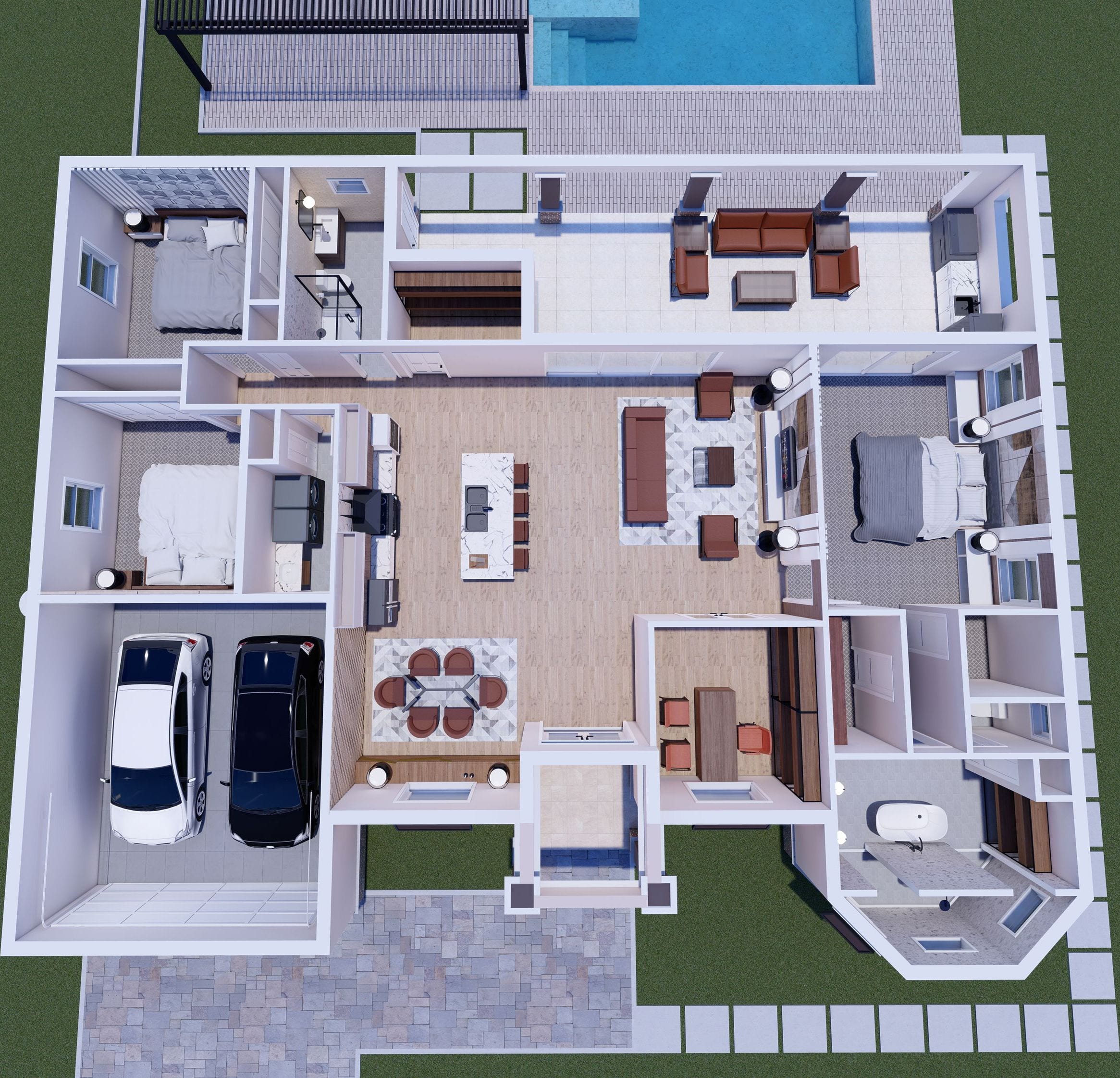 Eleus 3D floor plan, top-down