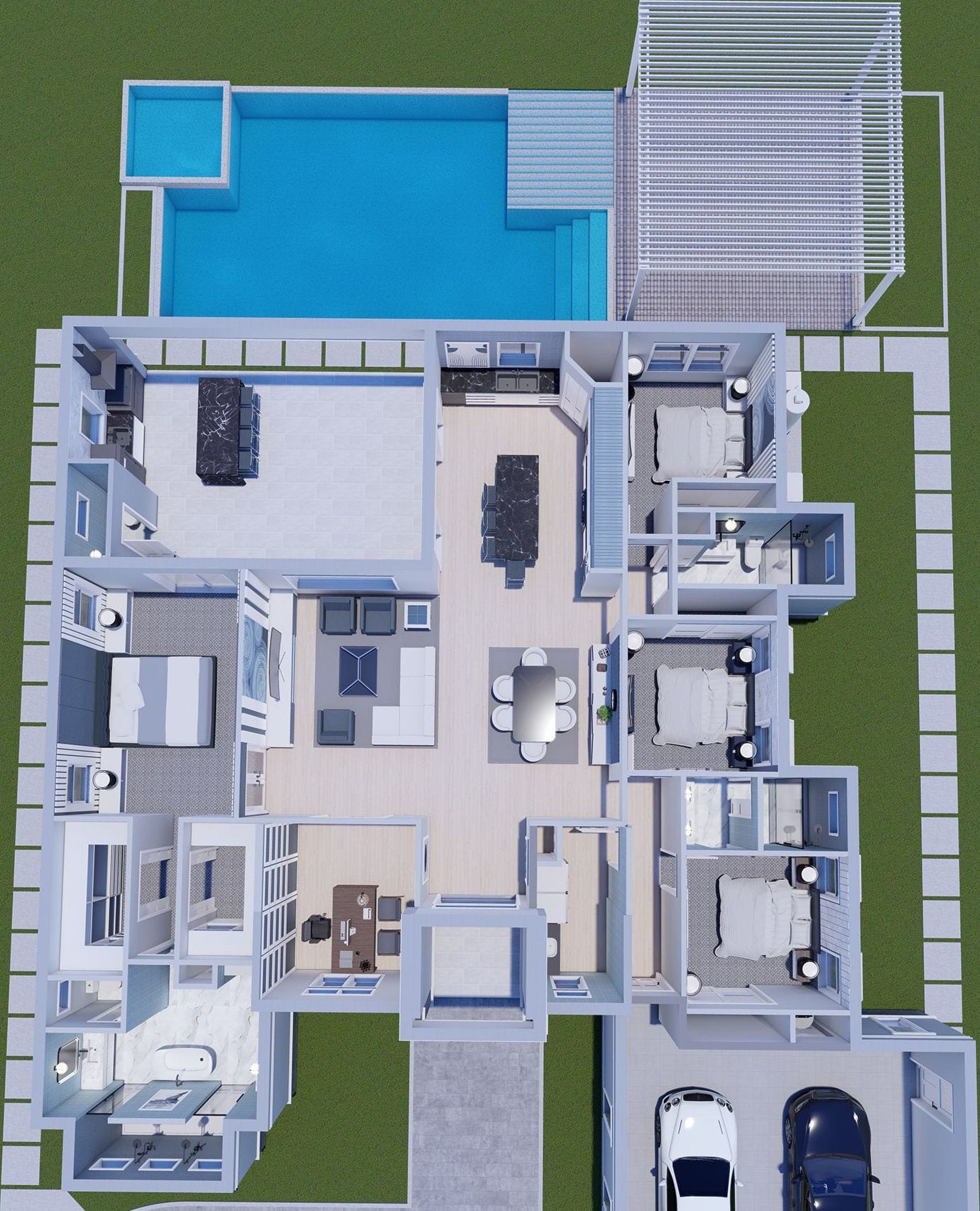 Eleusis 3D floor plan, top-down
