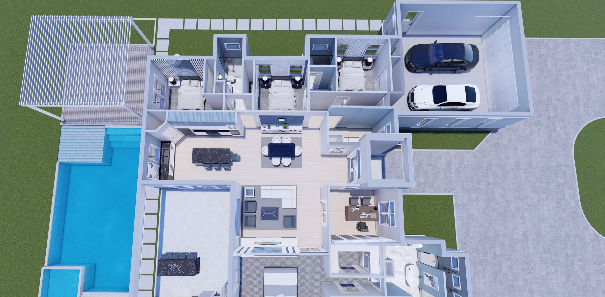 Eleusis 3D floor plan, side view