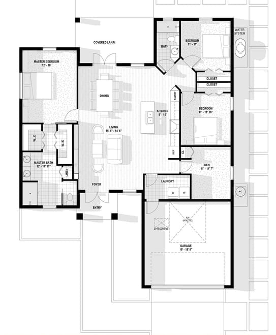 Eos M1 2D floor plan with dimensions