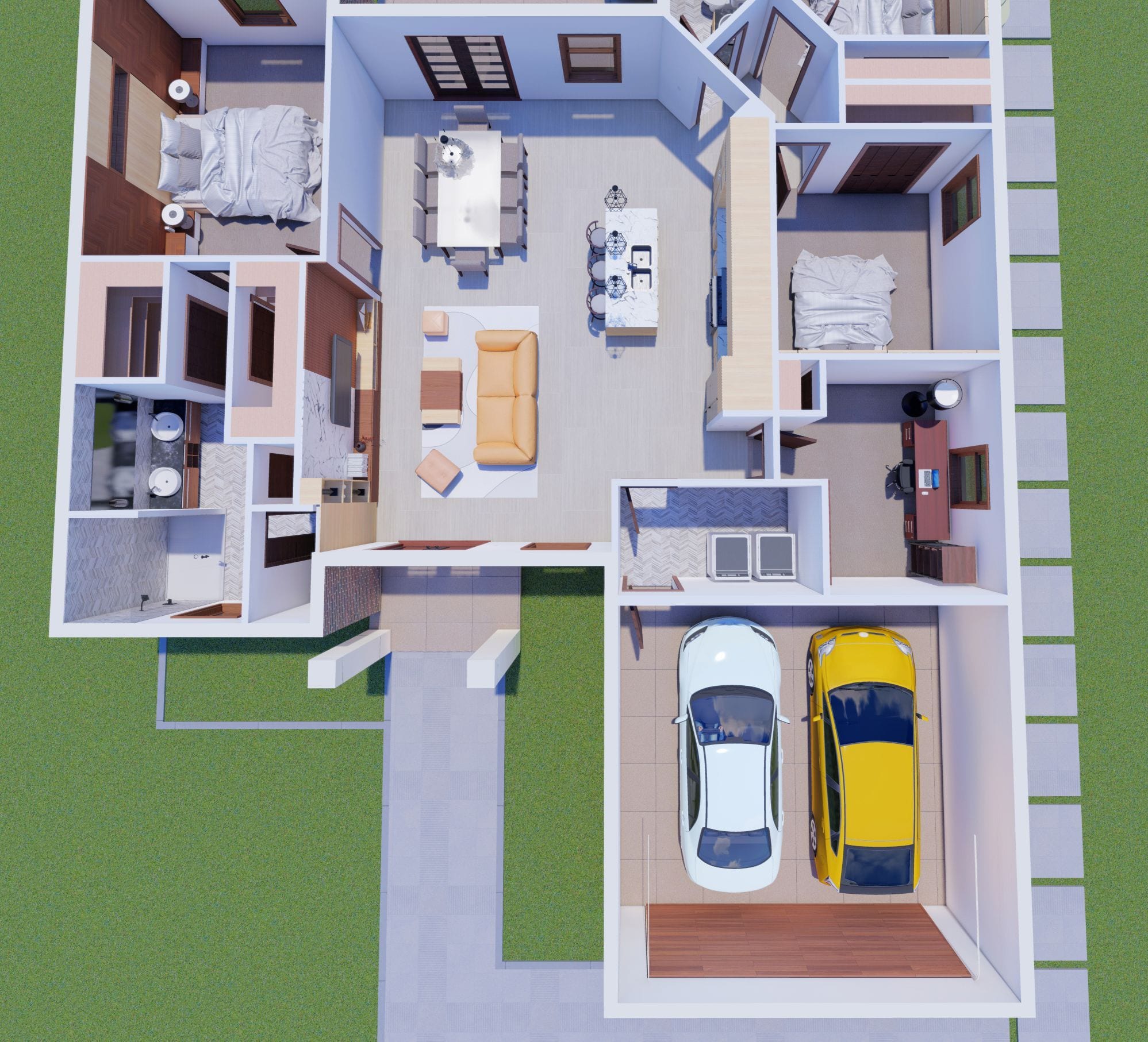 Eos M1 3D floor plan, top-down