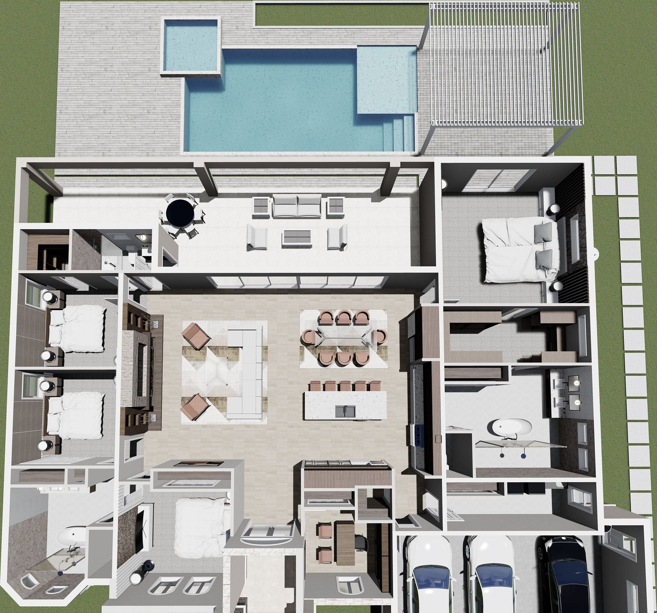 Erotes M1 3D floor plan, top-down