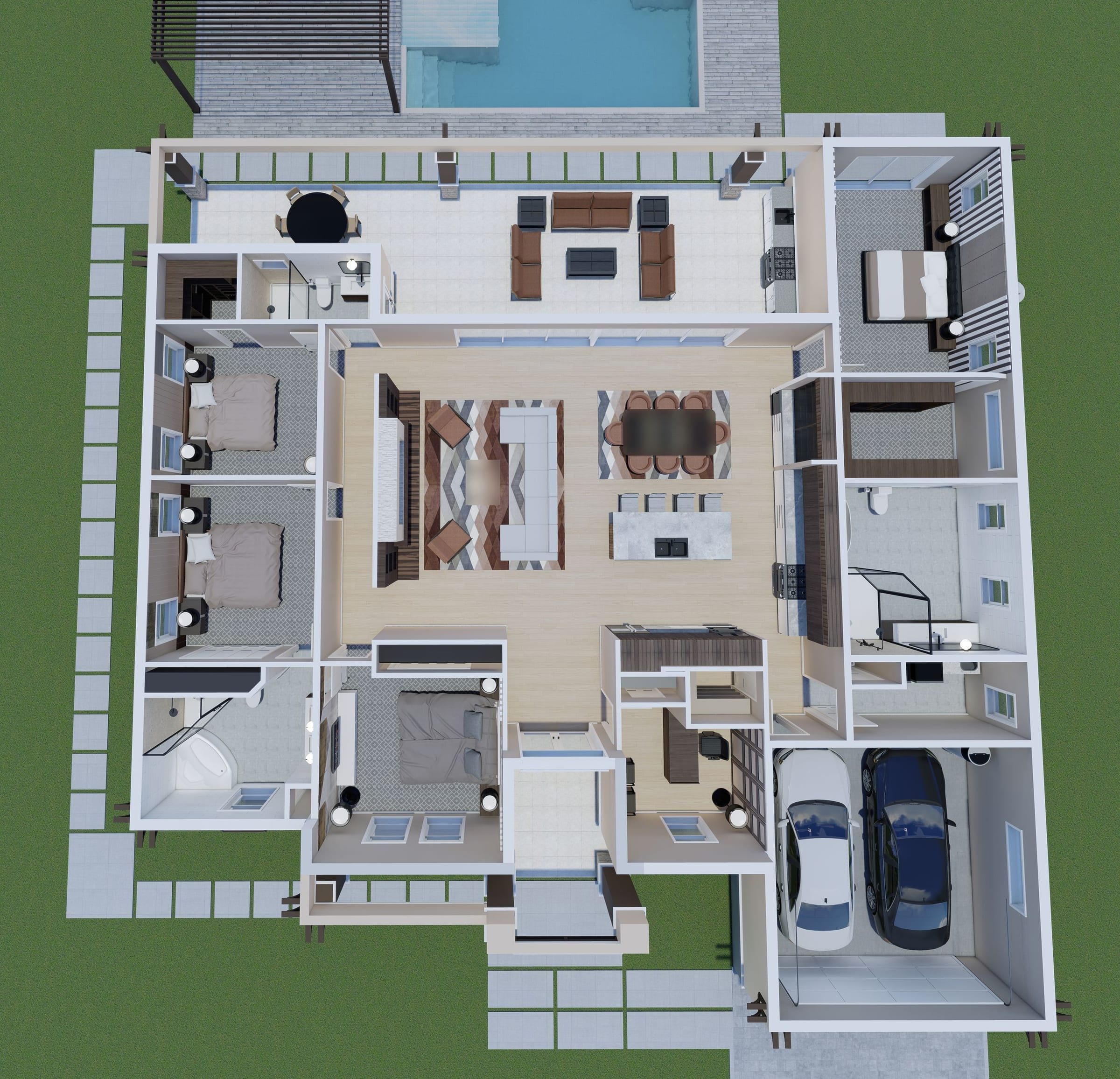 Erotes 3D floor plan, top-down