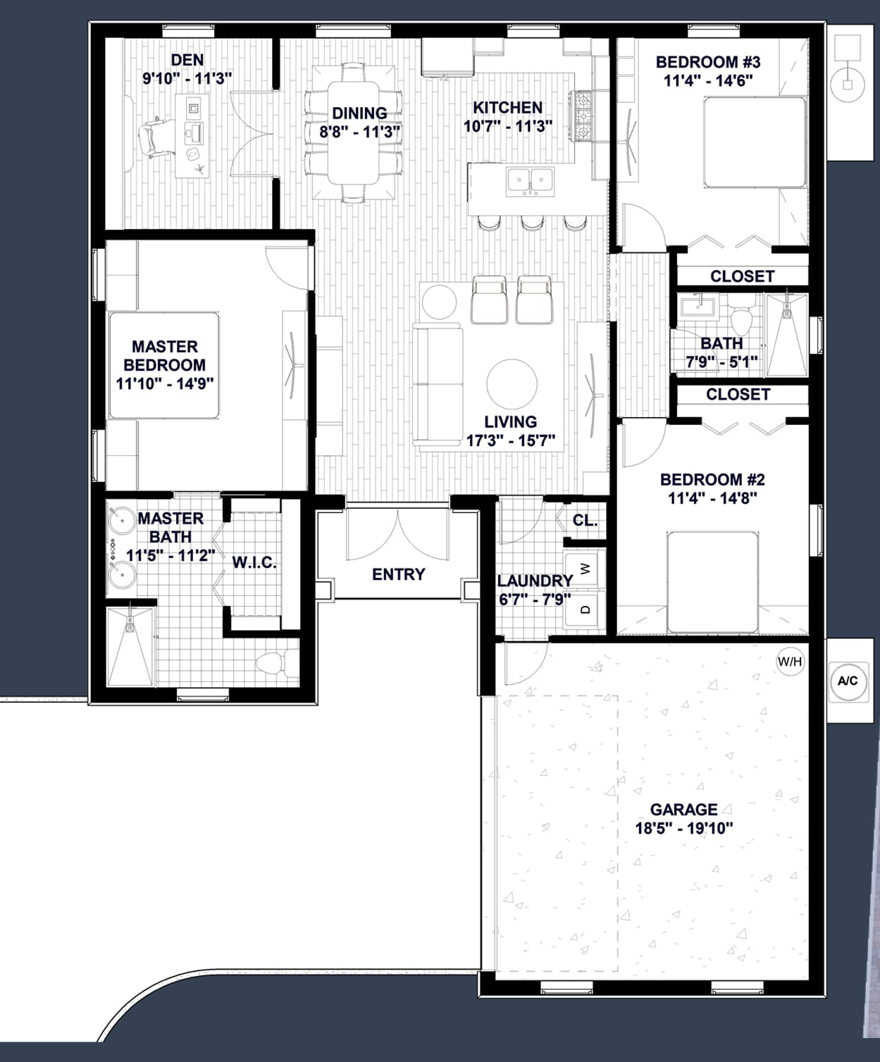 Gaia M1 2D floor plan with dimensions