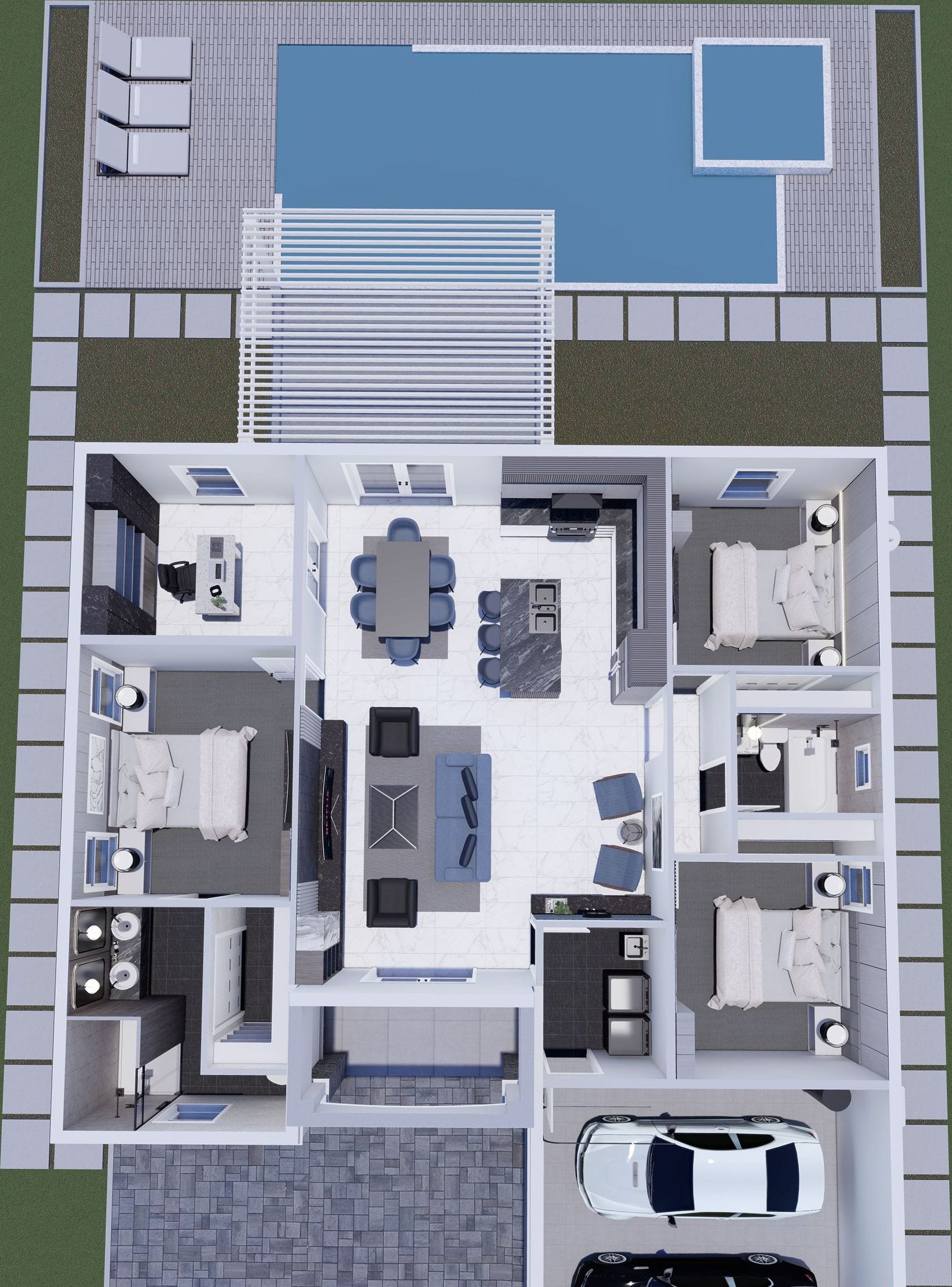 Galene OP2 (No Lanai) 3D floor plan, top-down