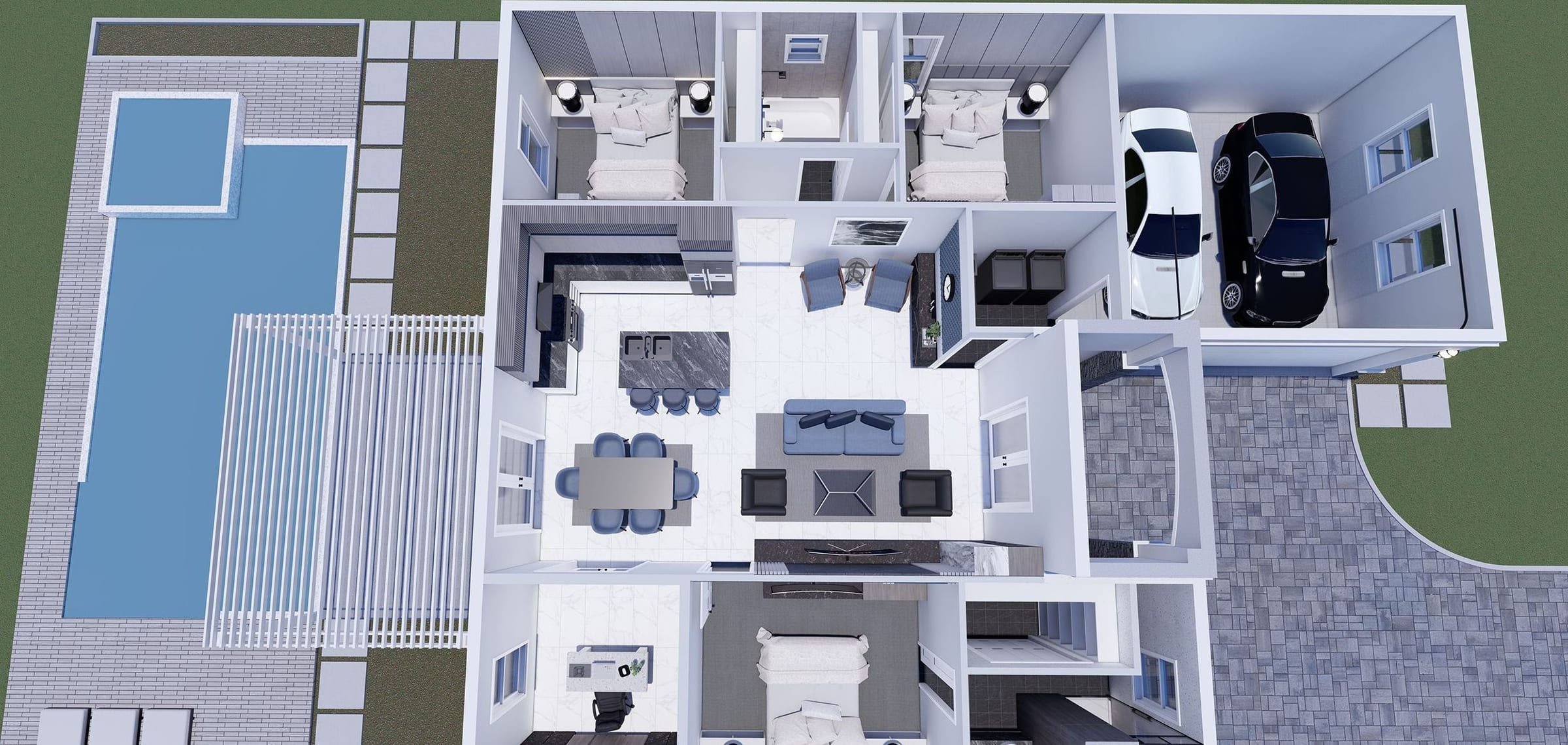 Galene OP2 (No Lanai) 3D floor plan, side view