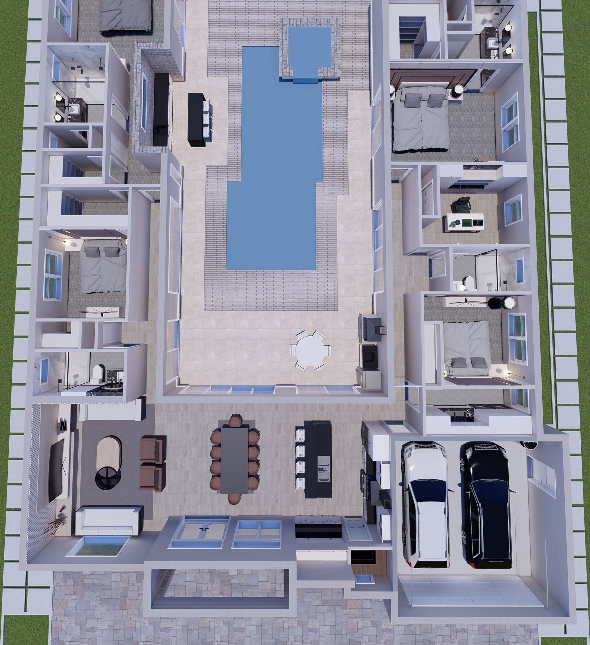 Ganymede 3D floor plan, top-down