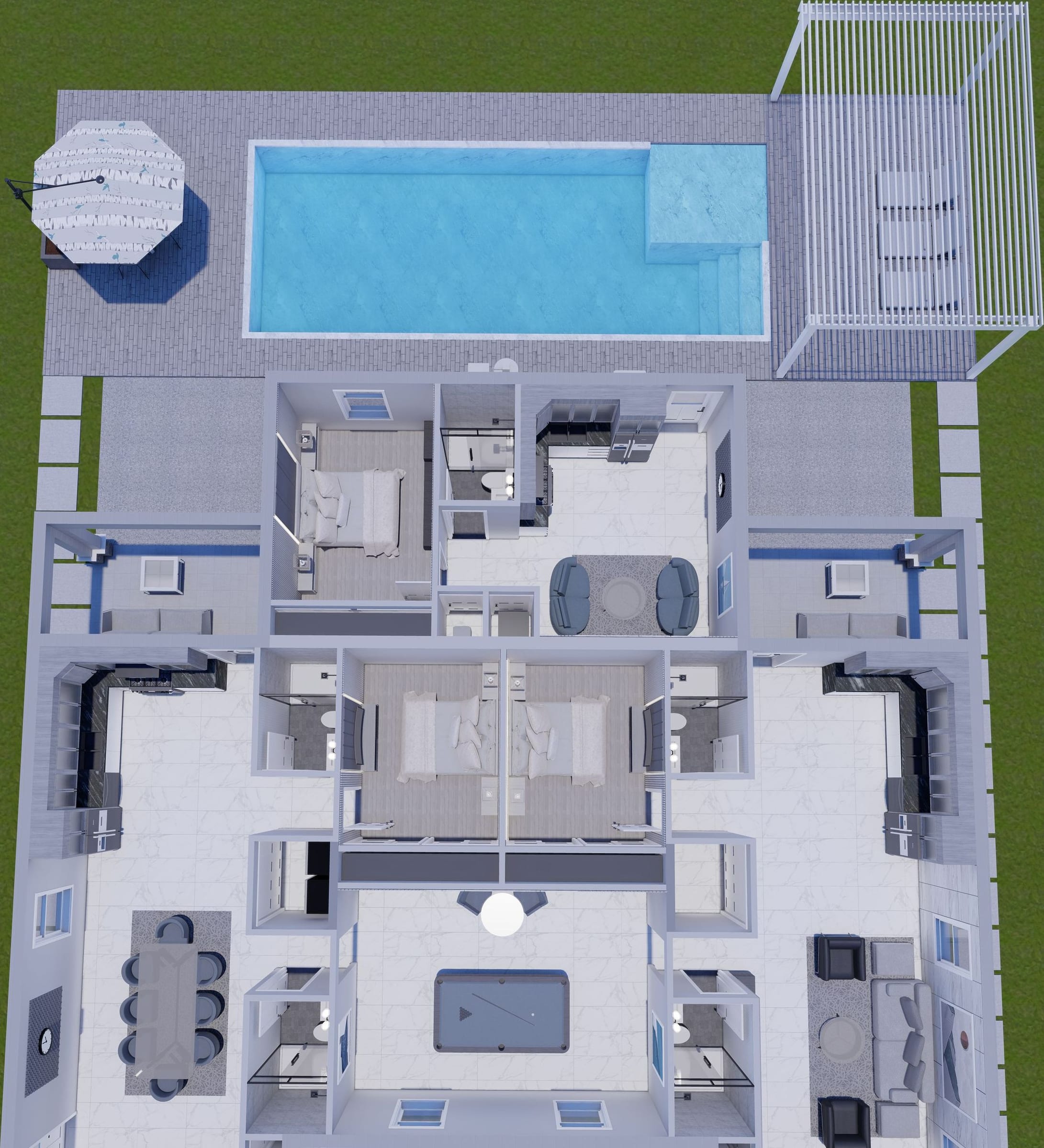 Glaucus 3D floor plan, top-down