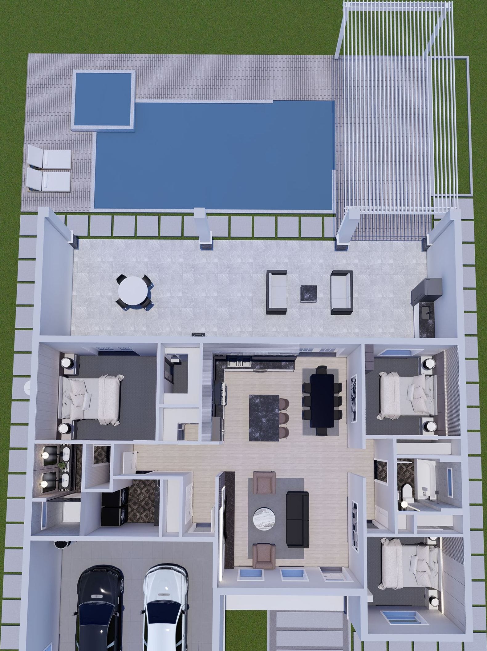 Hedone 3D floor plan, top-down