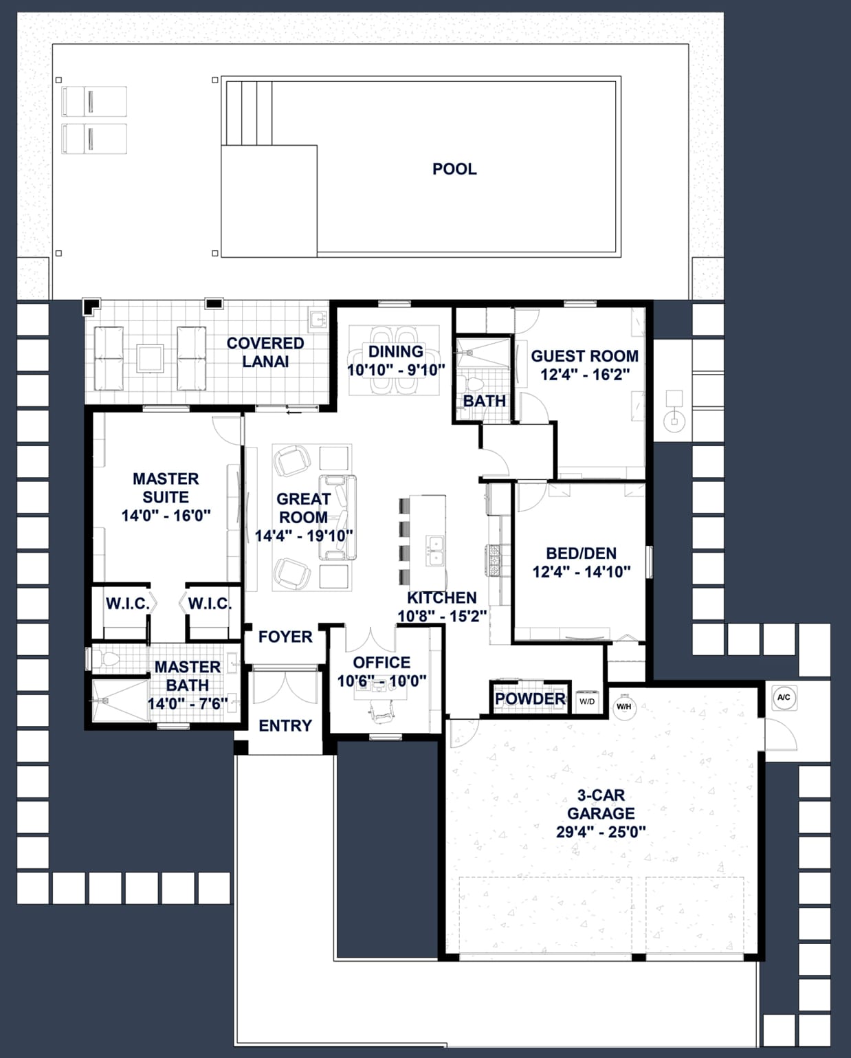 Heracles M2 Op 3 Car Garage 2D floor plan with dimensions