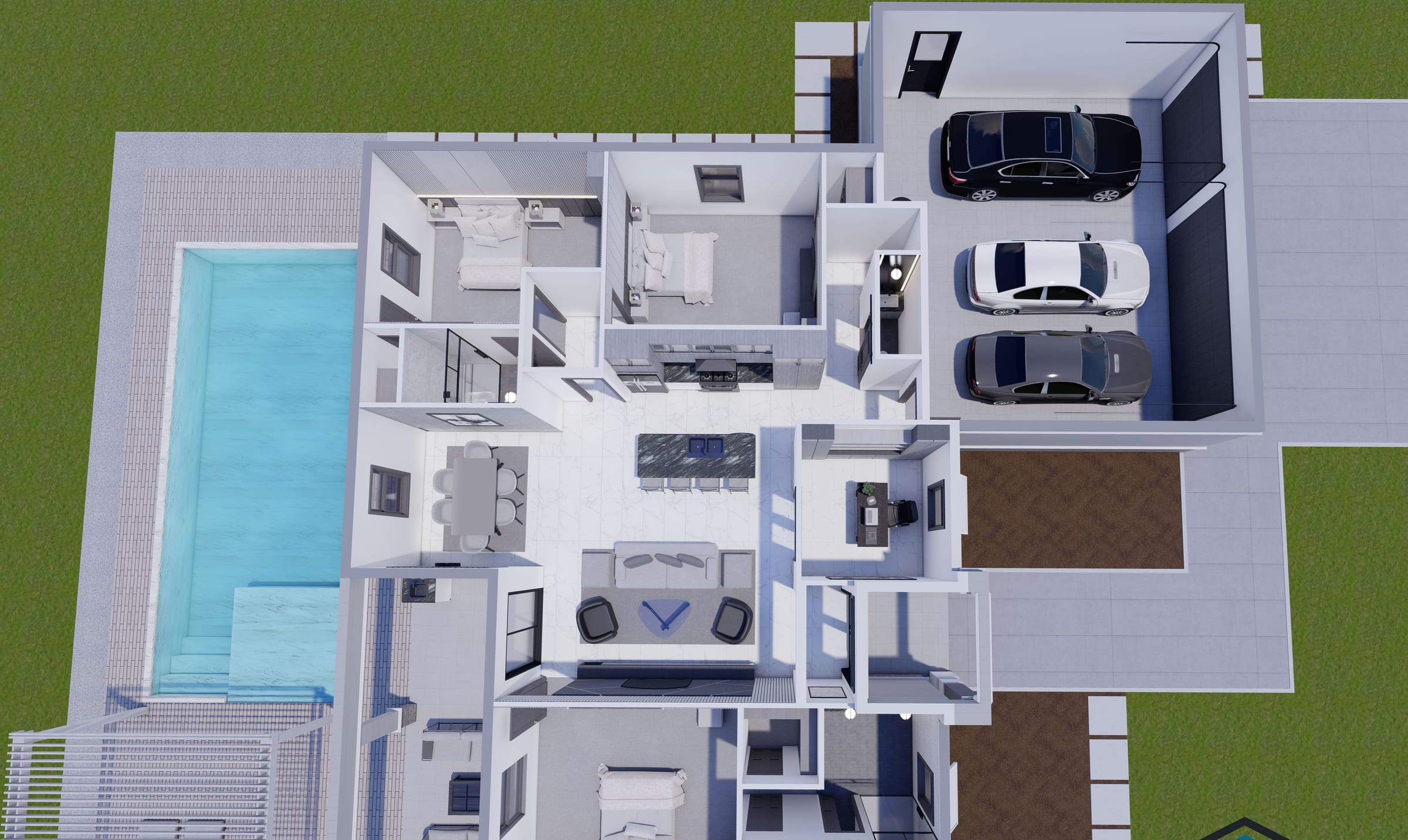 Heracles M2 Op 3 Car Garage 3D floor plan, side view