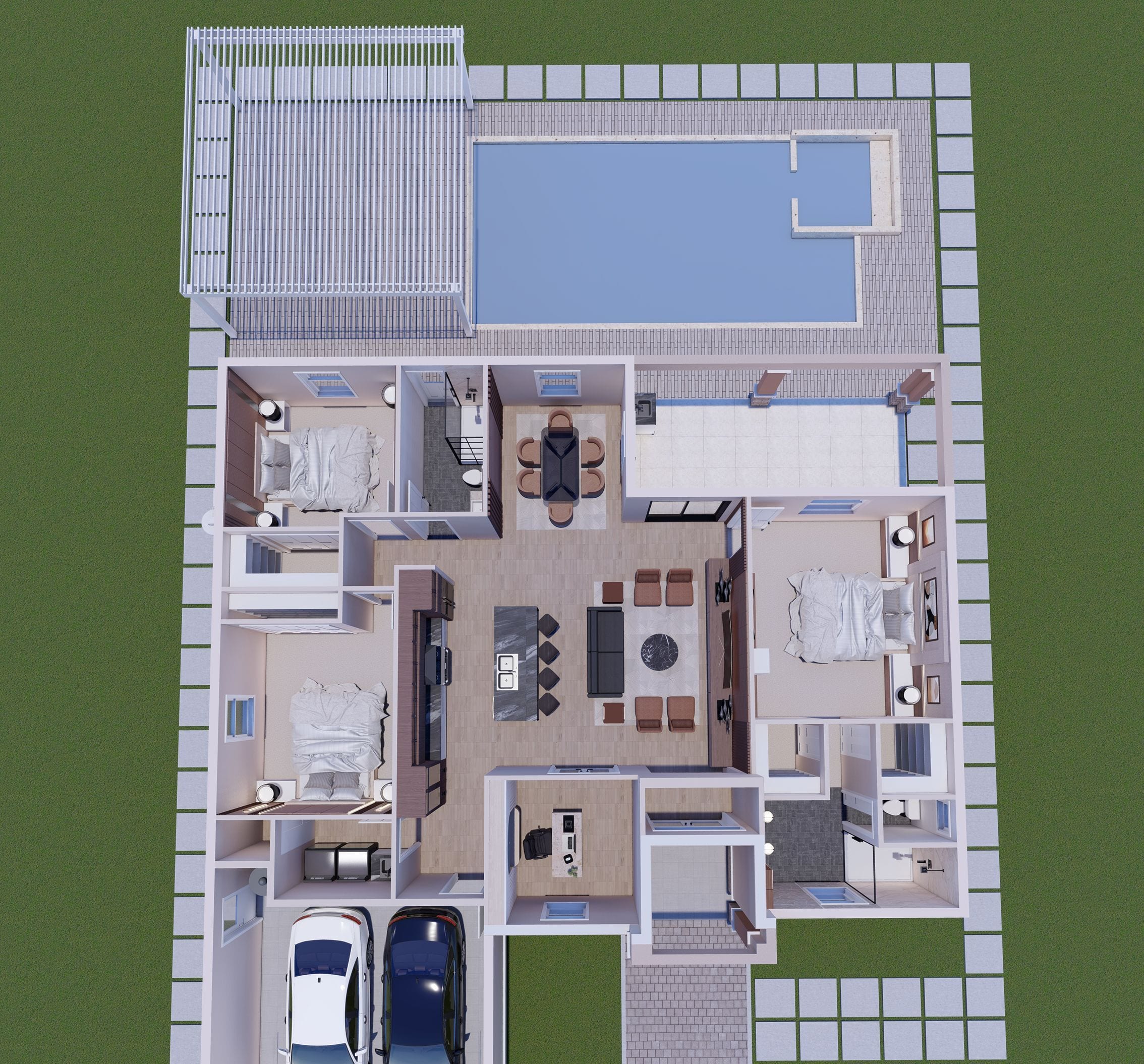 Heracles M2 3D floor plan, top-down
