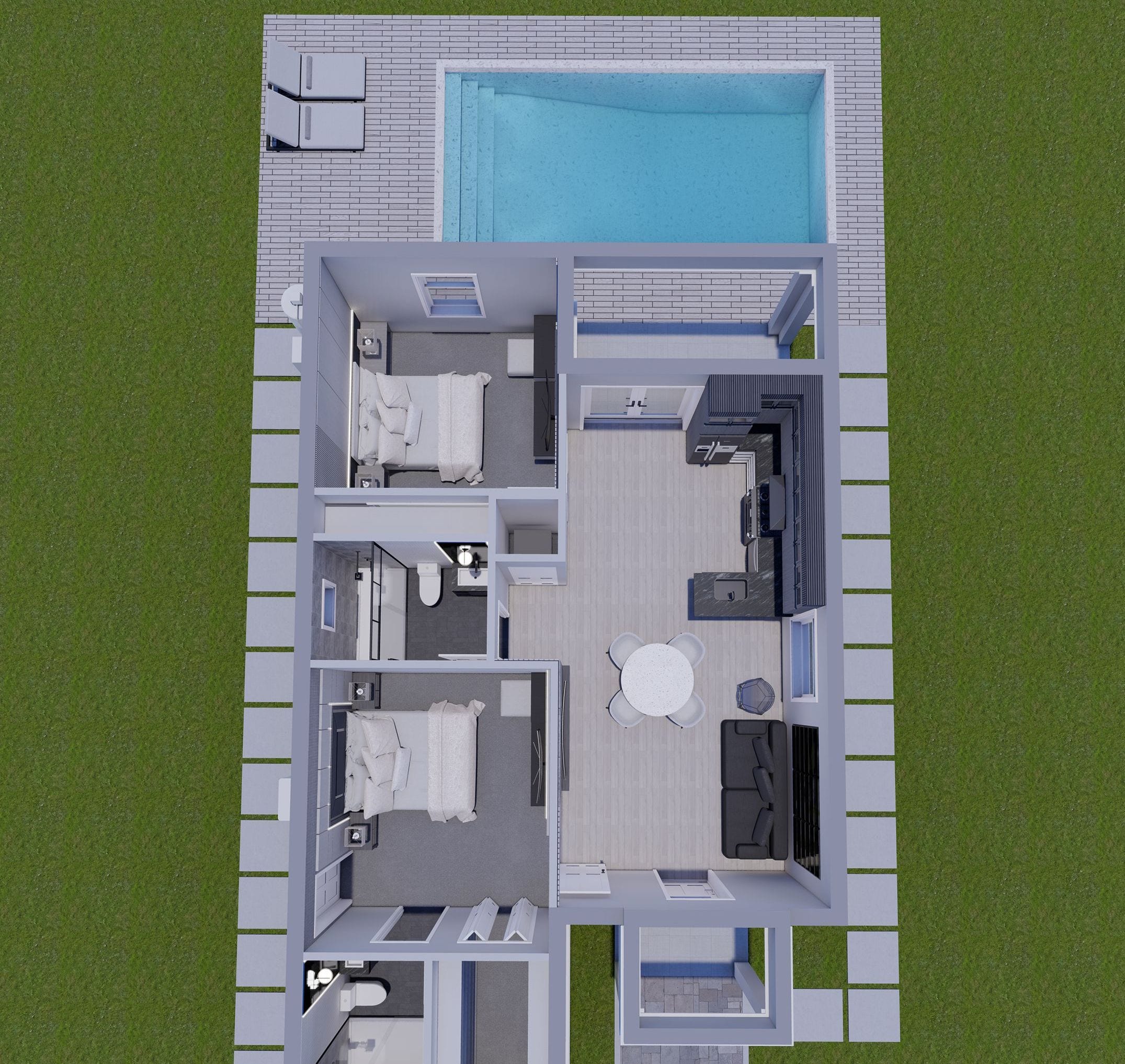 Horae 3D floor plan, top-down