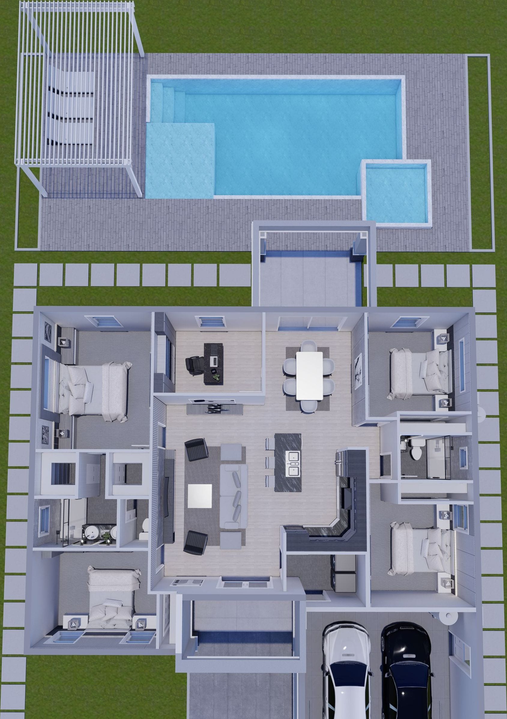 Ino M1 With Lanai 3D floor plan, top-down