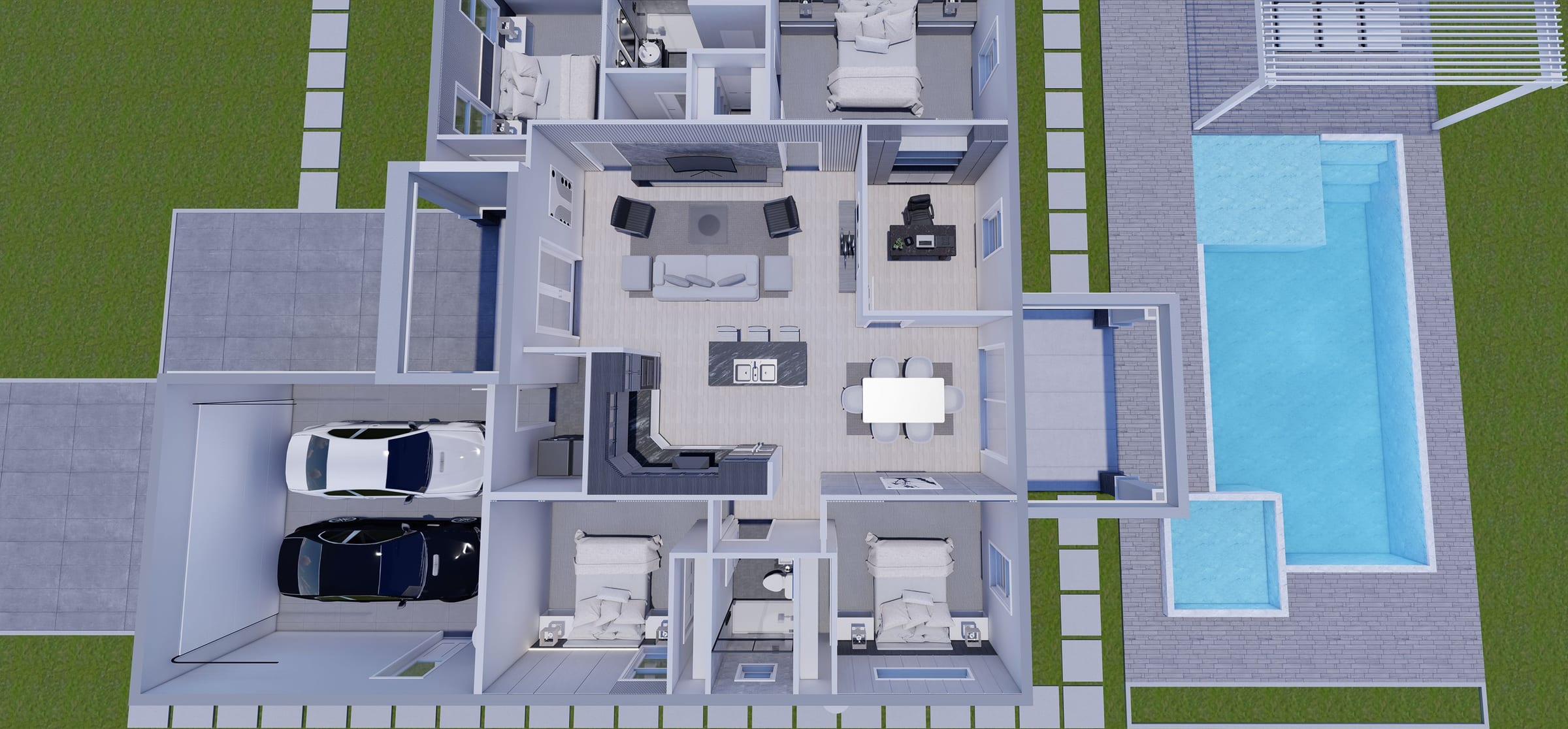 Ino M1 With Lanai 3D floor plan, side view