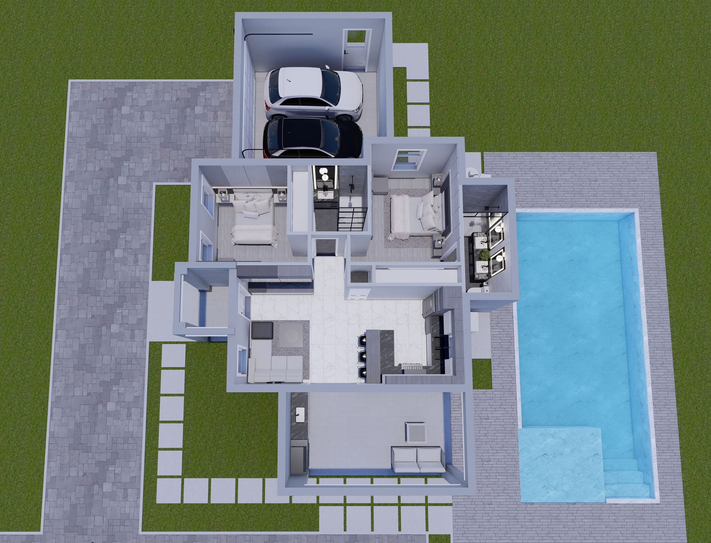 Iolau OP1 (Enclosed Garage) 3D floor plan, side view