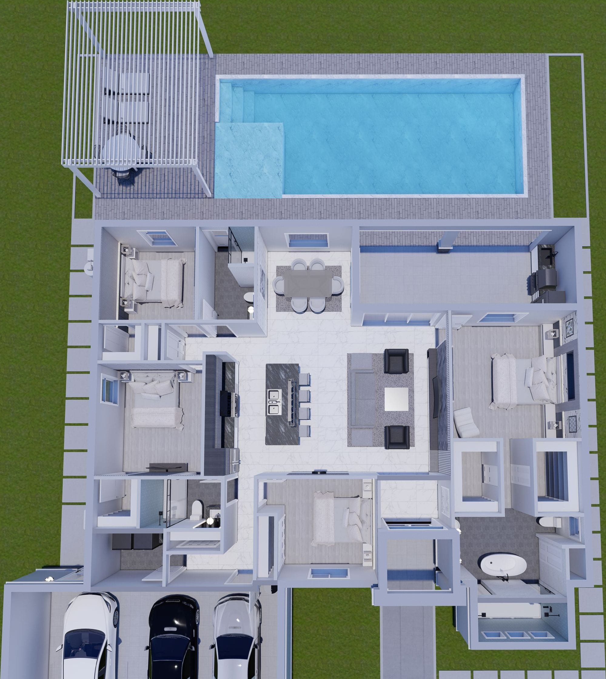 Keres M1 3D floor plan, top-down